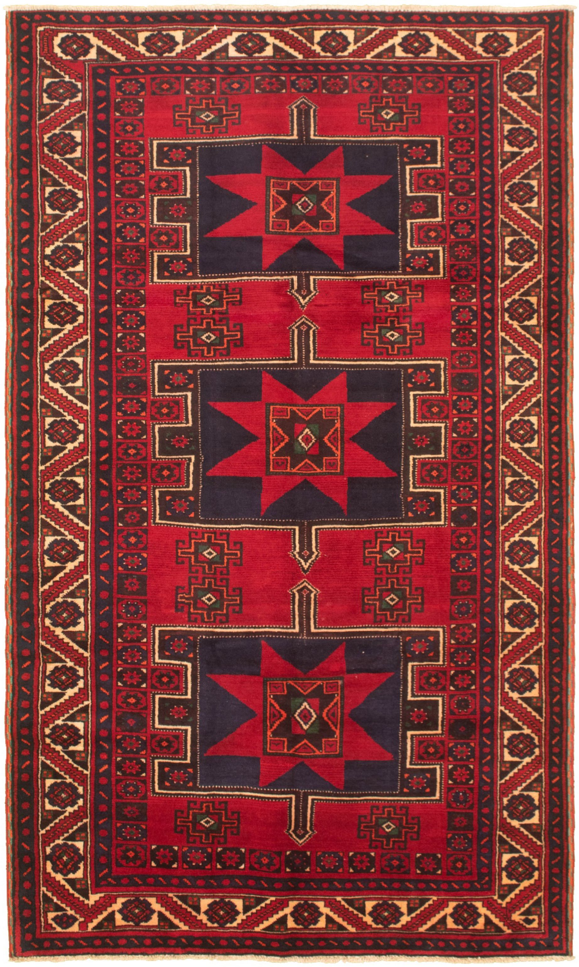 Hand-knotted Authentic Turkish Red Wool Rug 5'3" x 9'9"  Size: 5'3" x 9'9"  