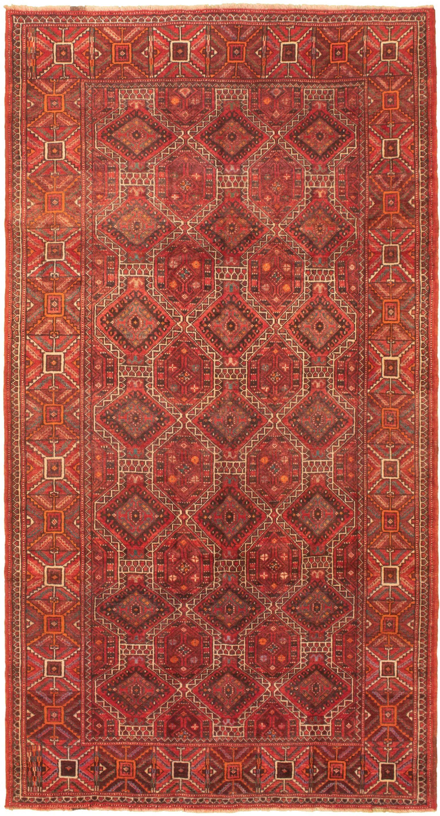Hand-knotted Authentic Turkish Red Wool Rug 5'0" x 9'8"  Size: 5'0" x 9'8"  