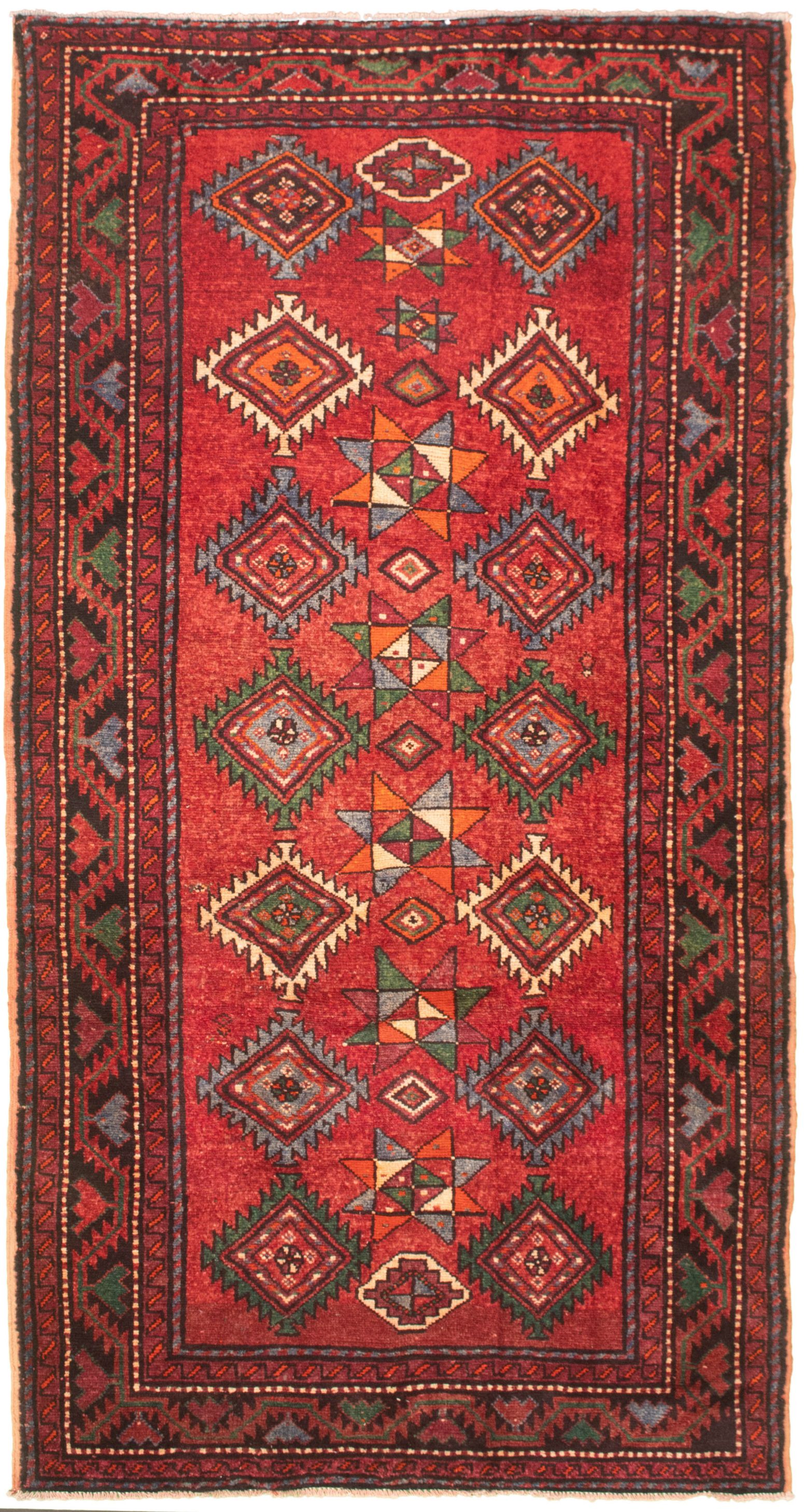 Hand-knotted Authentic Turkish Red Wool Rug 4'11" x 9'10"  Size: 4'11" x 9'10"  