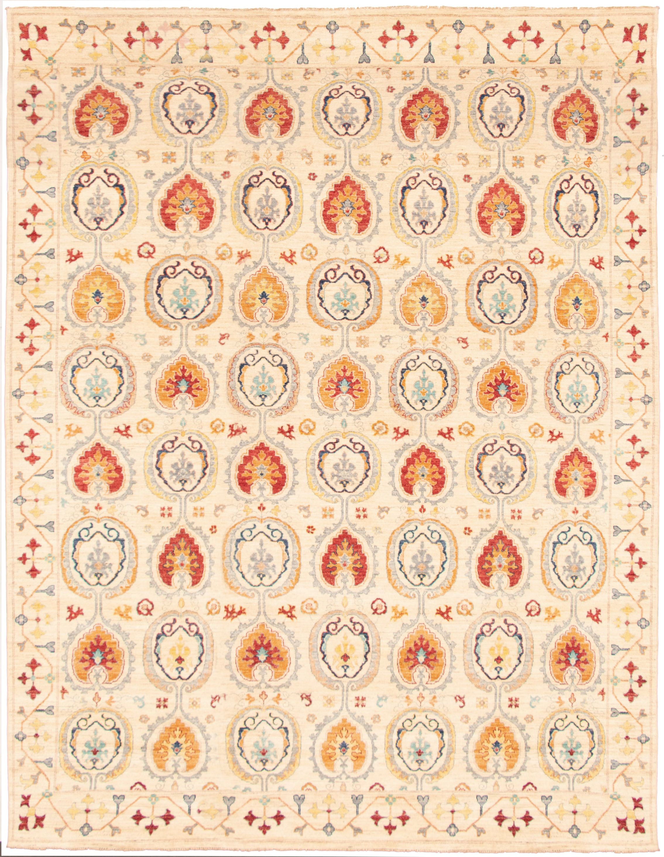 Hand-knotted Signature Collection Ivory  Rug 12'0" x 15'2" Size: 12'0" x 15'2"  