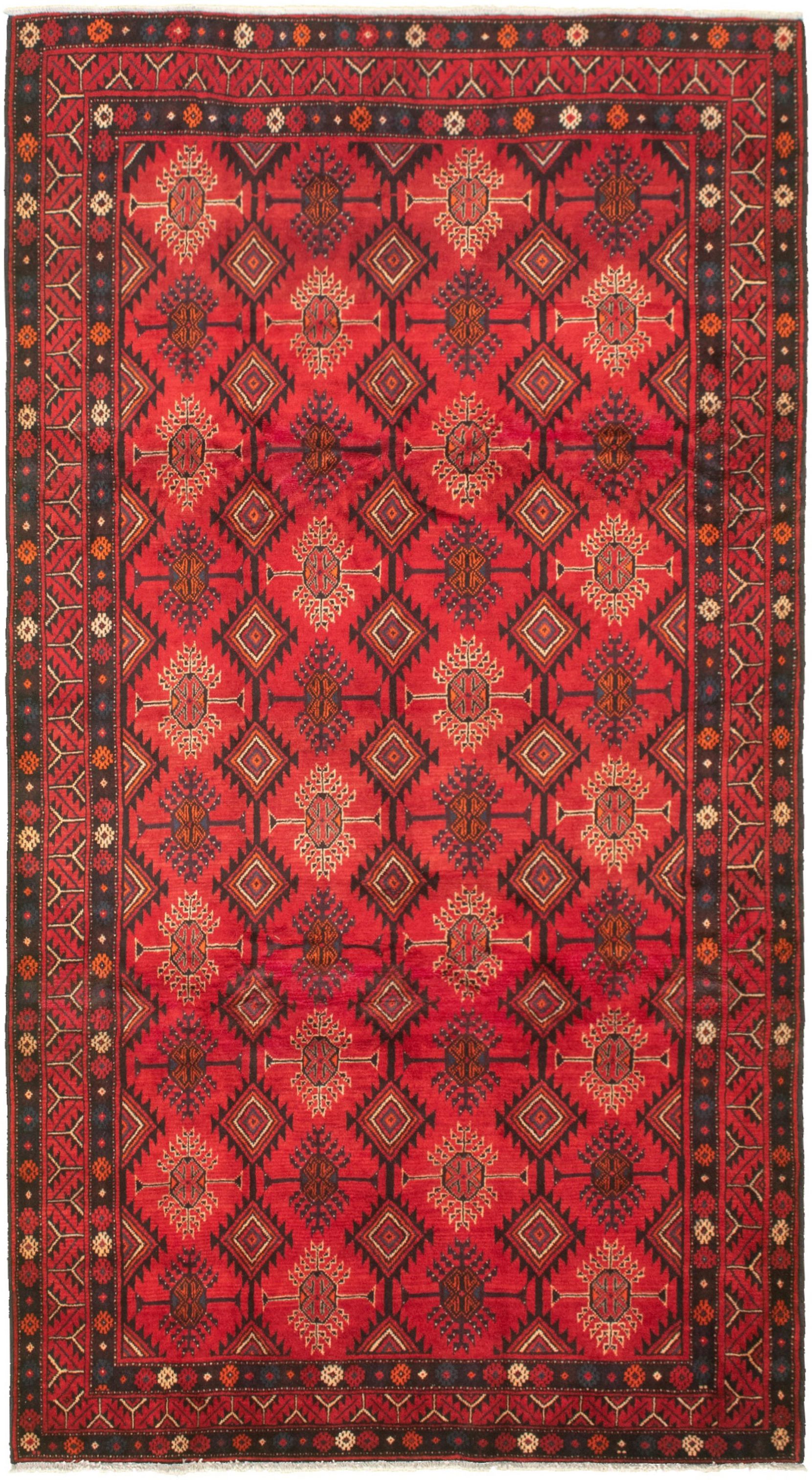 Hand-knotted Authentic Turkish Red Wool Rug 5'2" x 9'7" Size: 5'2" x 9'7"  