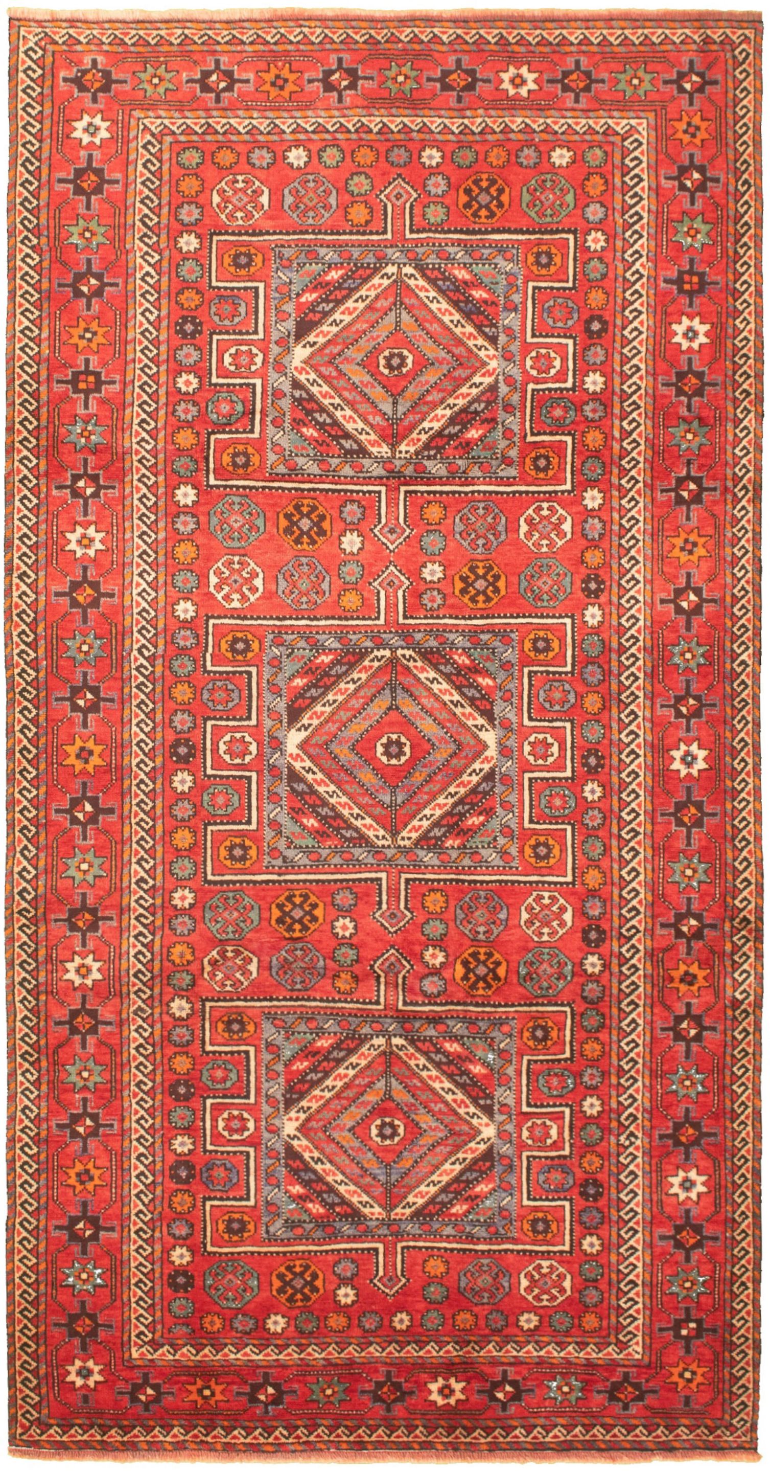 Hand-knotted Authentic Turkish Red Wool Rug 4'10" x 9'7" Size: 4'10" x 9'7"  