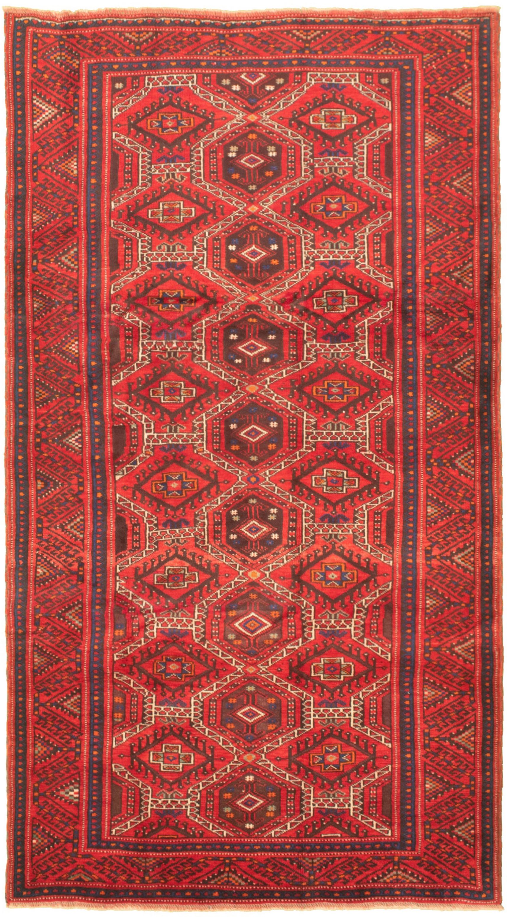 Hand-knotted Authentic Turkish Red Wool Rug 4'11" x 9'5"  Size: 4'11" x 9'5"  