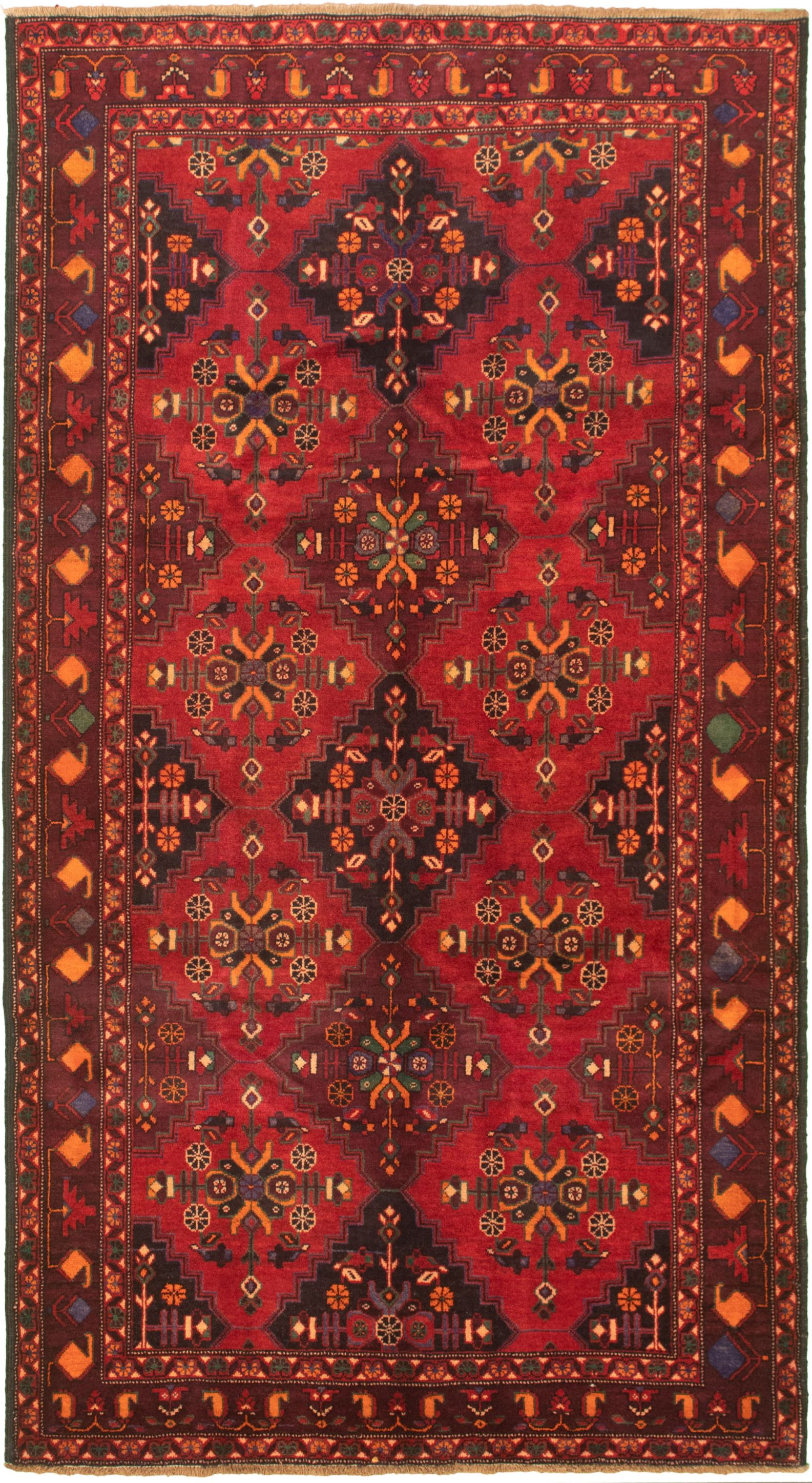 Hand-knotted Authentic Turkish , Red Wool Rug 5'4" x 10'0" Size: 5'4" x 10'0"  