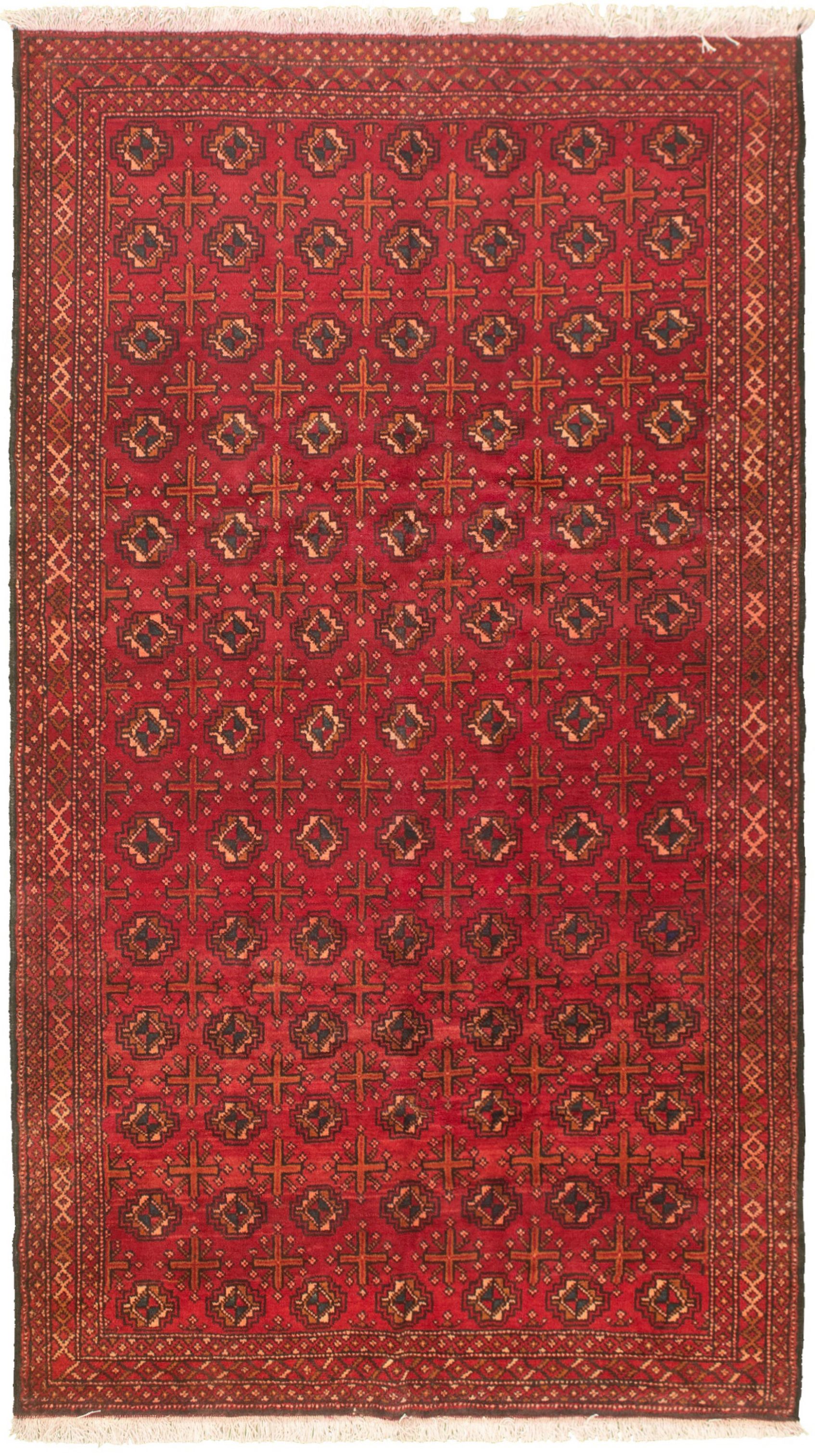 Hand-knotted Authentic Turkish Red Wool Rug 5'3" x 9'7"  Size: 5'3" x 9'7"  