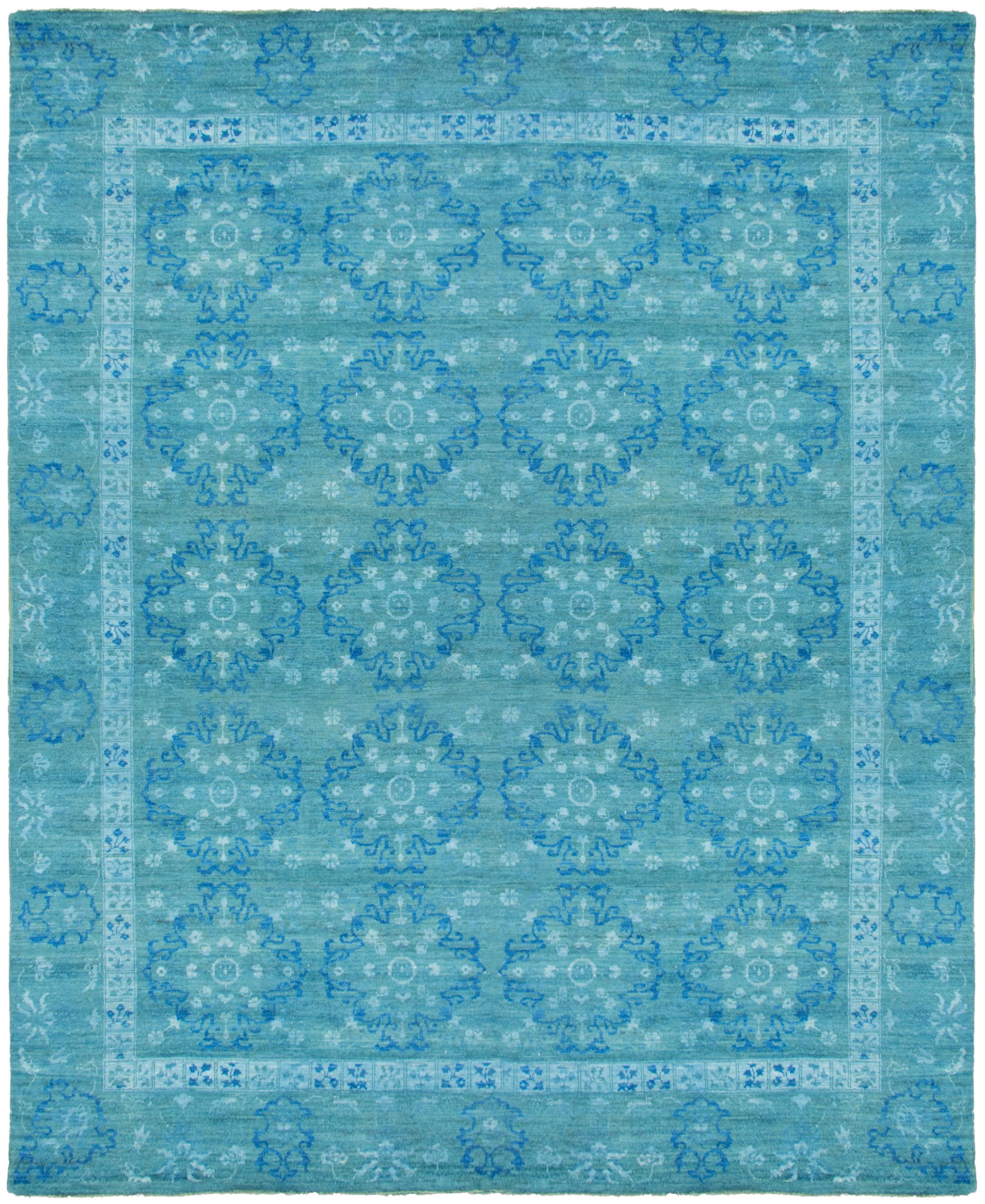Hand-knotted Peshawar Ziegler Turquoise  Rug 12'0" x 14'8" Size: 12'0" x 14'8"  
