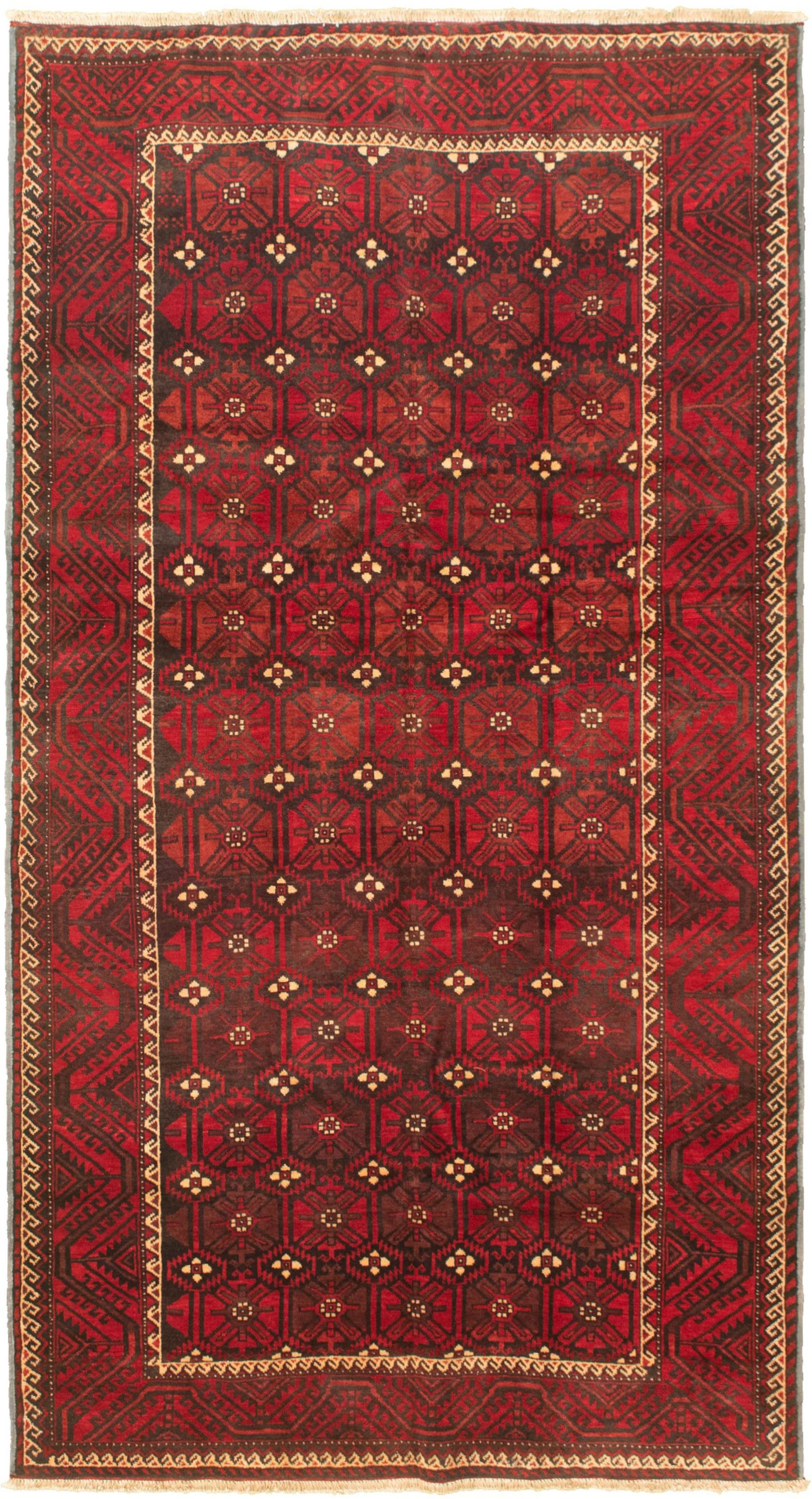 Hand-knotted Authentic Turkish Red Wool Rug 4'6" x 8'7" Size: 4'6" x 8'7"  
