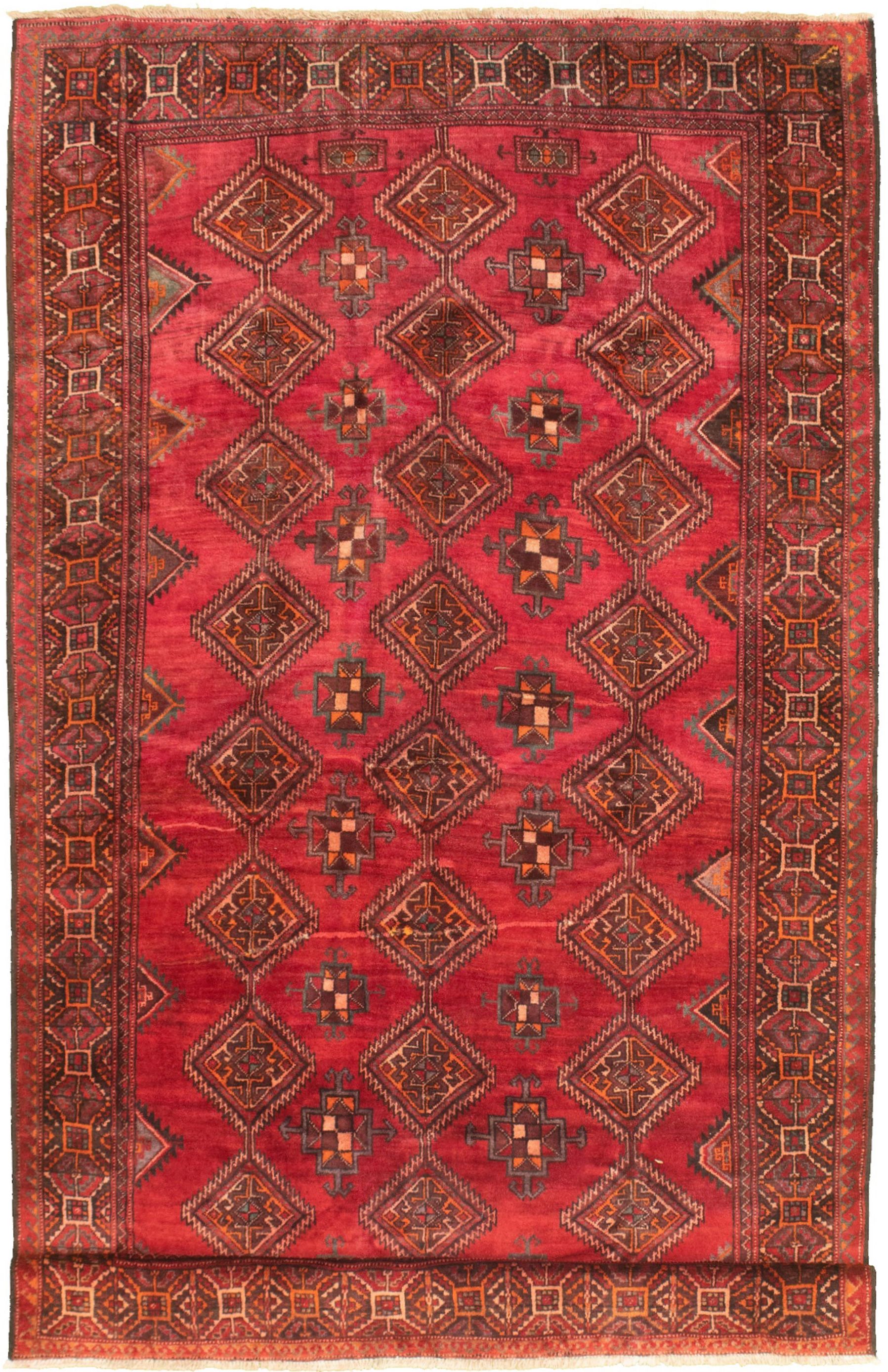 Hand-knotted Authentic Turkish Red Wool Rug 5'8" x 10'4"  Size: 5'8" x 10'4"  