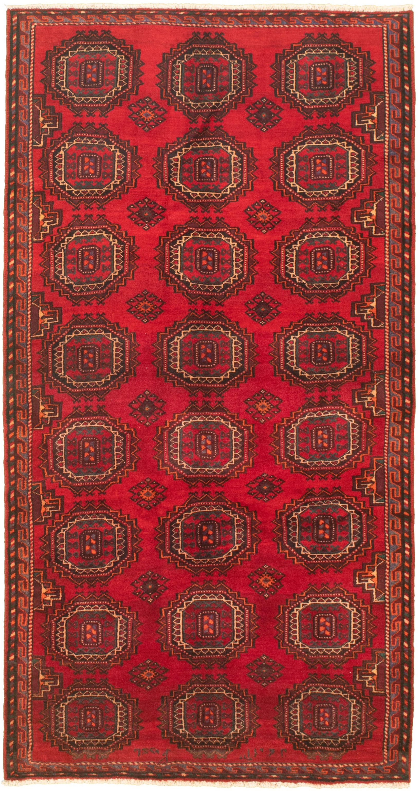 Hand-knotted Authentic Turkish Red Wool Rug 3'11" x 7'8" Size: 3'11" x 7'8"  
