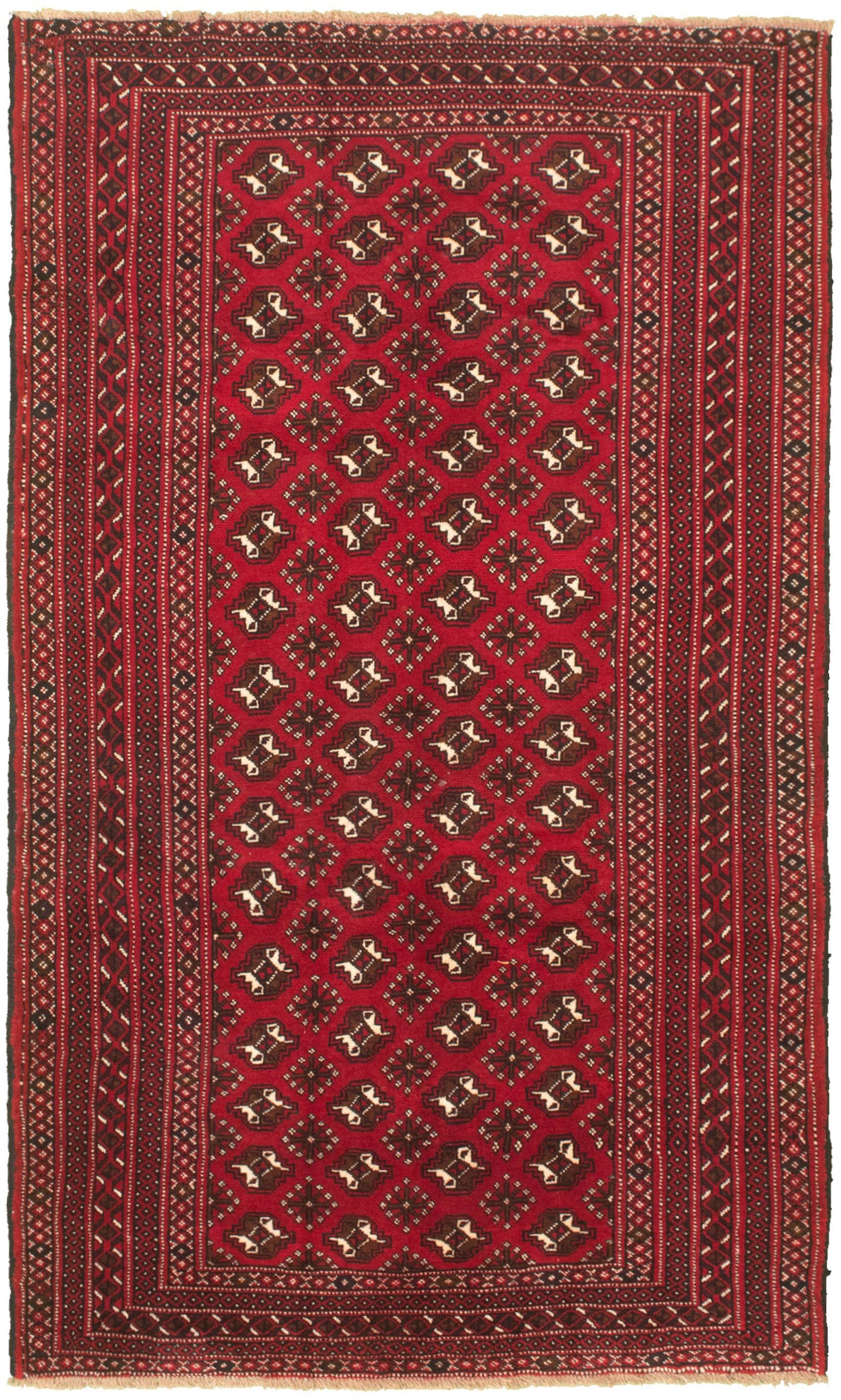 Hand-knotted Shiravan Bokhara Dark Red Wool Rug 5'2" x 8'11" Size: 5'2" x 8'11"  
