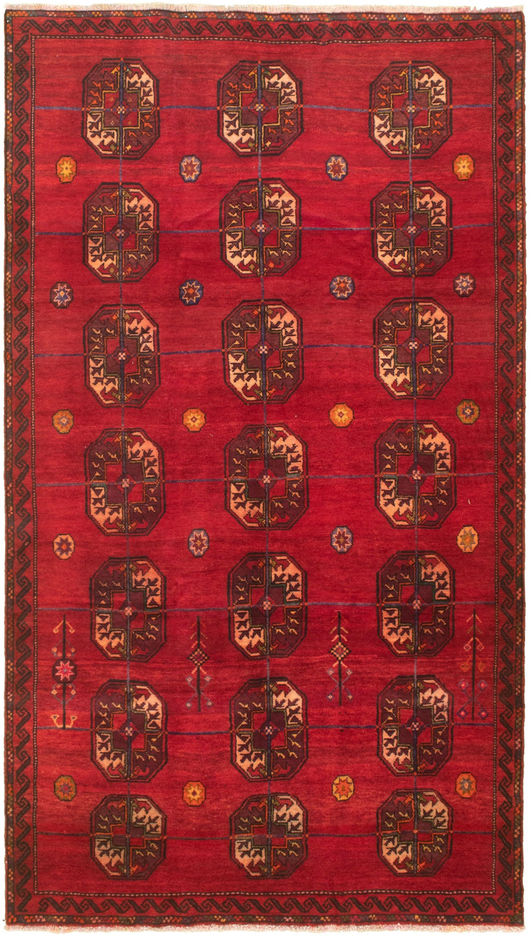 Hand-knotted Authentic Turkish Red Wool Rug 4'11" x 8'11"  Size: 4'11" x 8'11"  