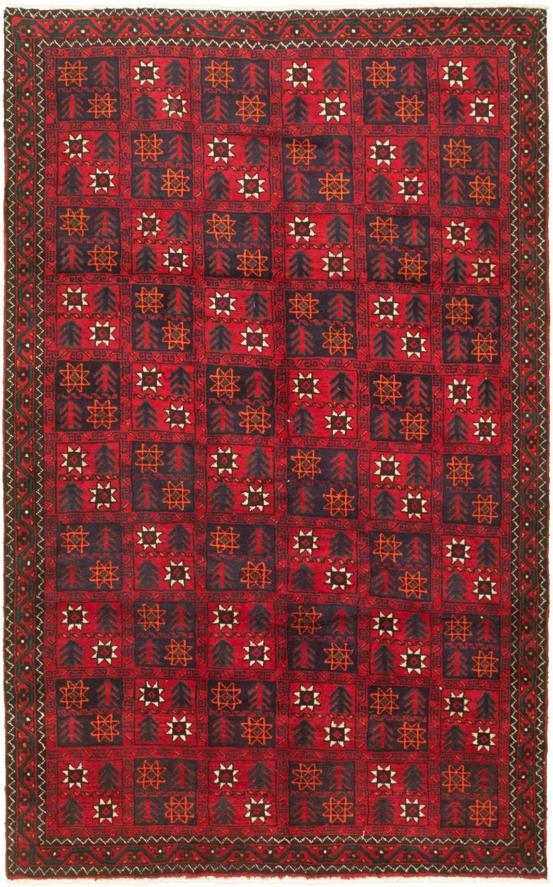 Hand-knotted Authentic Turkish Red Wool Rug 5'1" x 8'6" Size: 5'1" x 8'6"  