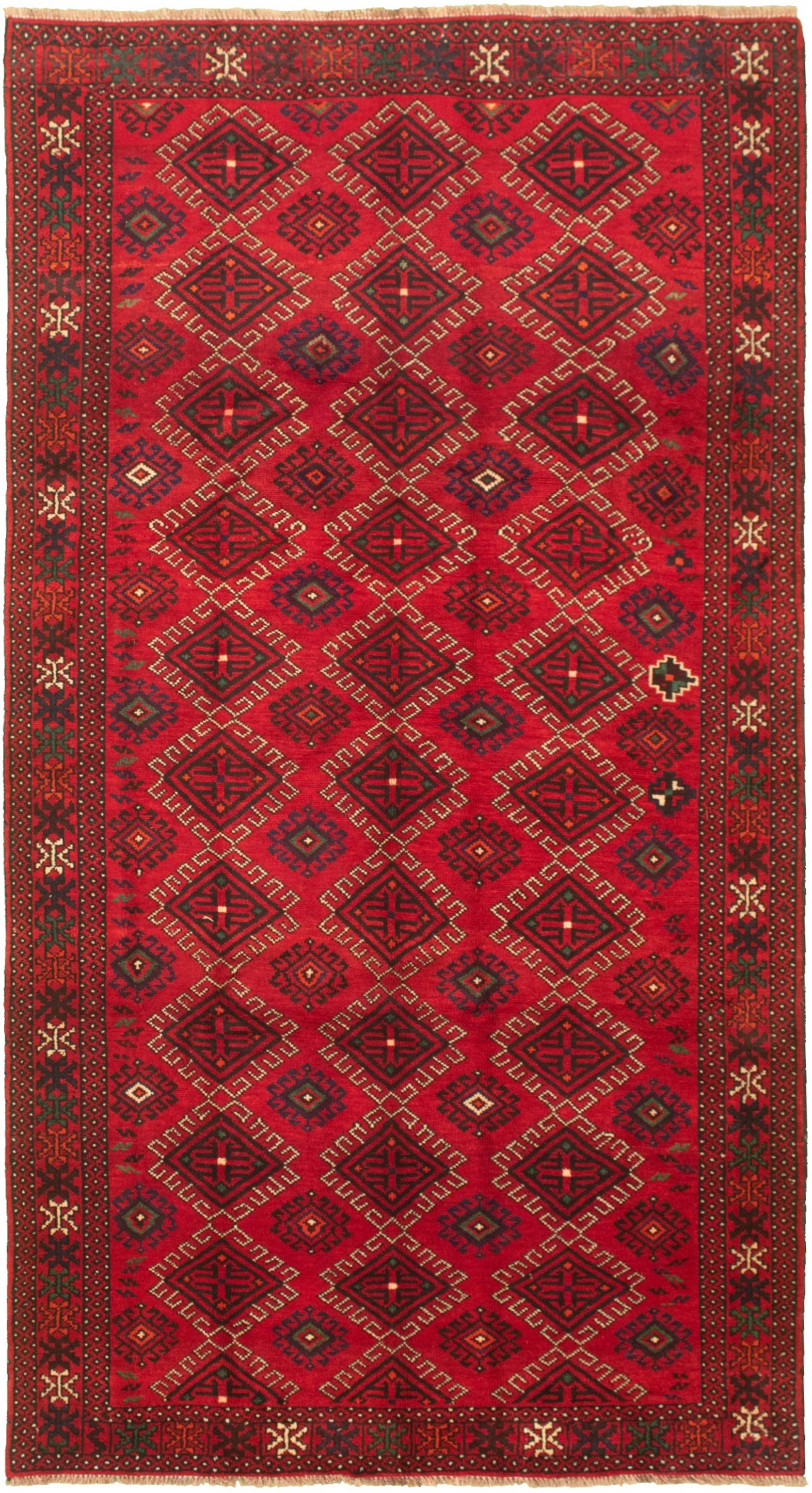 Hand-knotted Authentic Turkish Red Wool Rug 5'2" x 9'9"  Size: 5'2" x 9'9"  