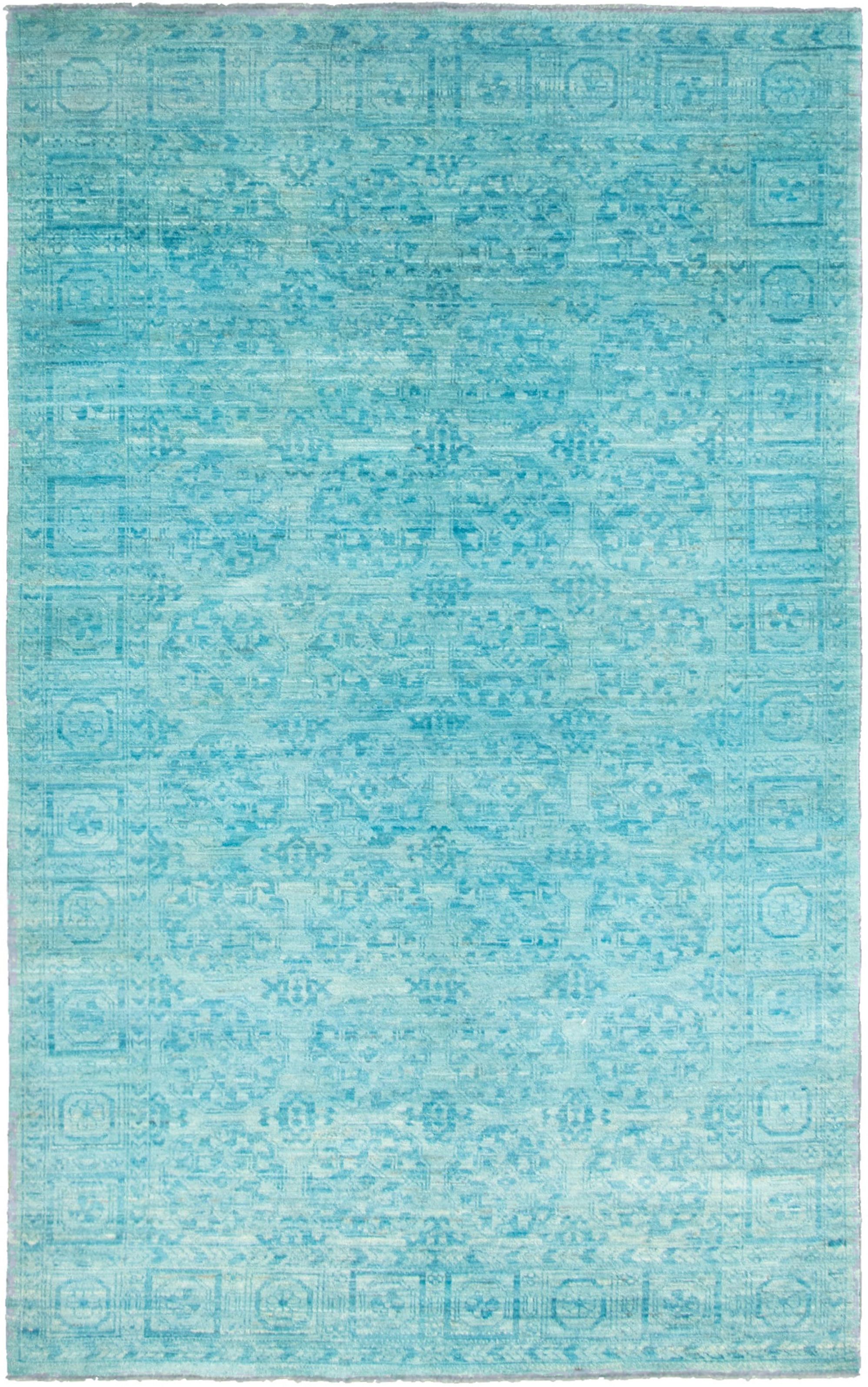 Hand-knotted Finest Peshawar Ziegler Turquoise  Rug 5'1" x 8'3" Size: 5'1" x 8'3"  