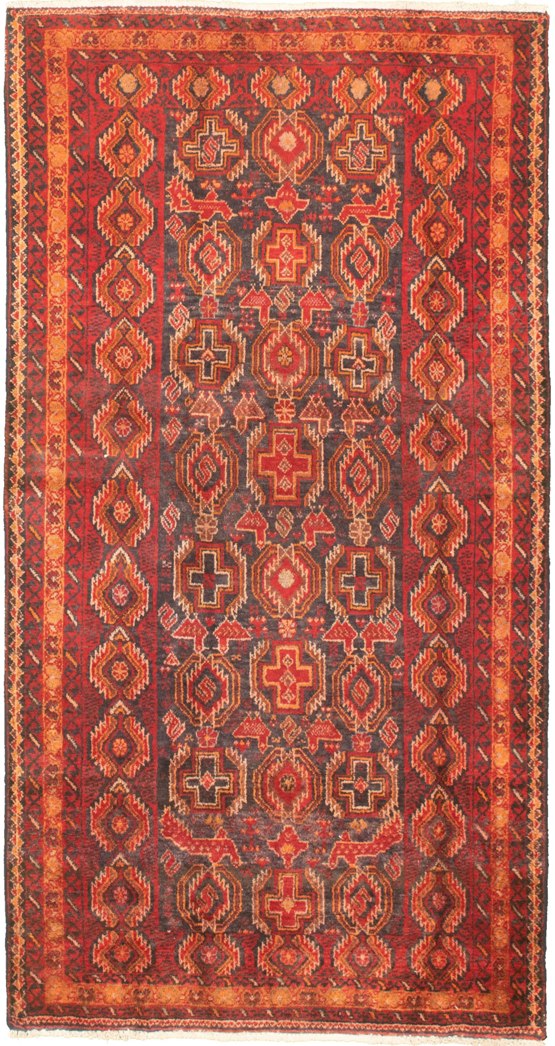 Hand-knotted Authentic Turkish Red Wool Rug 3'5" x 6'7" Size: 3'5" x 6'7"  