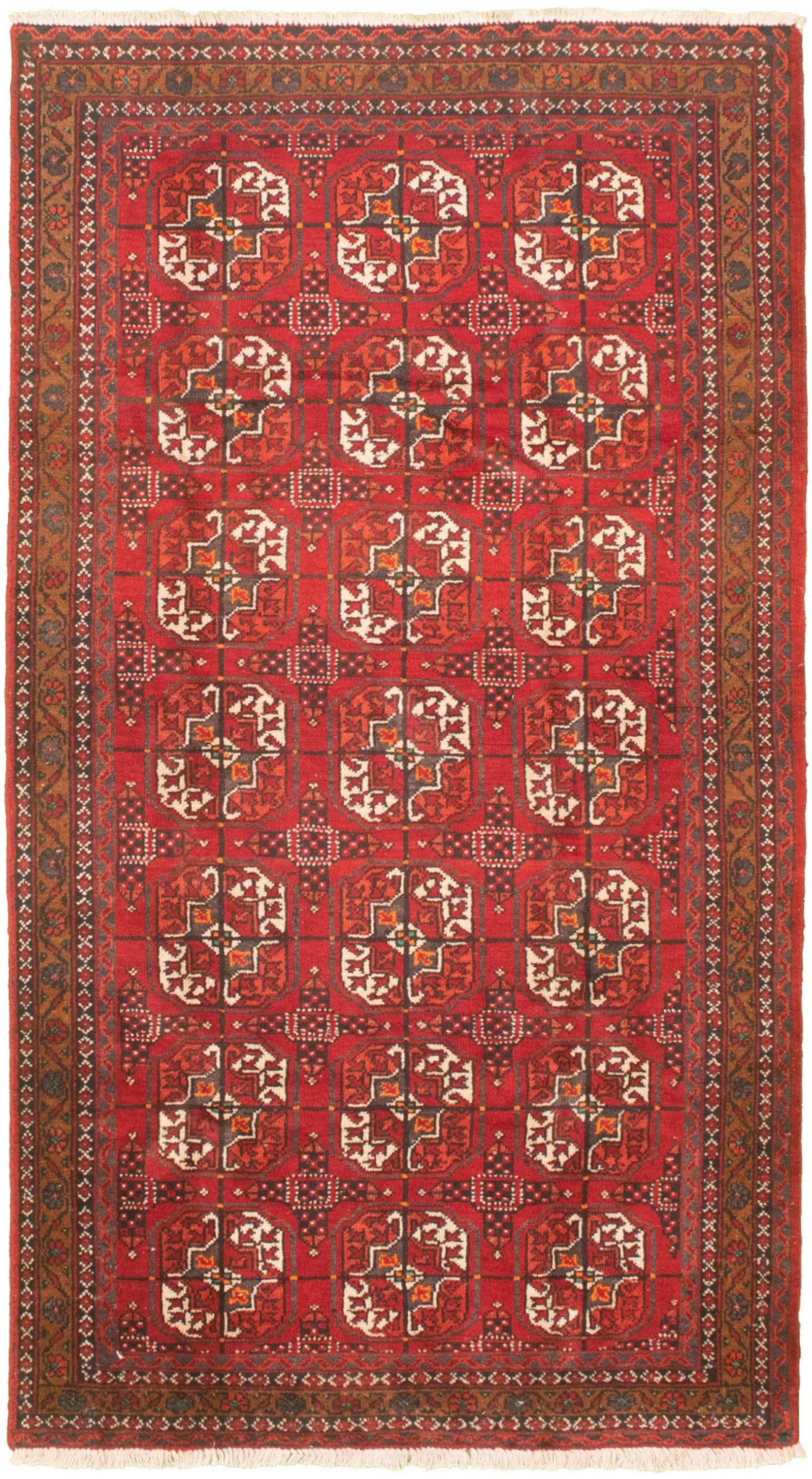 Hand-knotted Authentic Turkish Dark Red Wool Rug 3'7" x 6'11" Size: 3'7" x 6'11"  