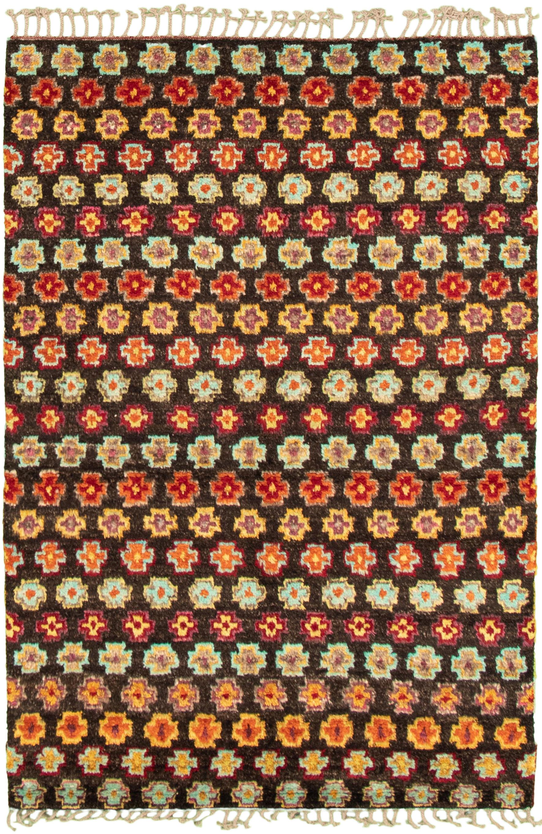 Hand-knotted Marrakech Dark Brown  Rug 4'2" x 6'1" Size: 4'2" x 6'1"  