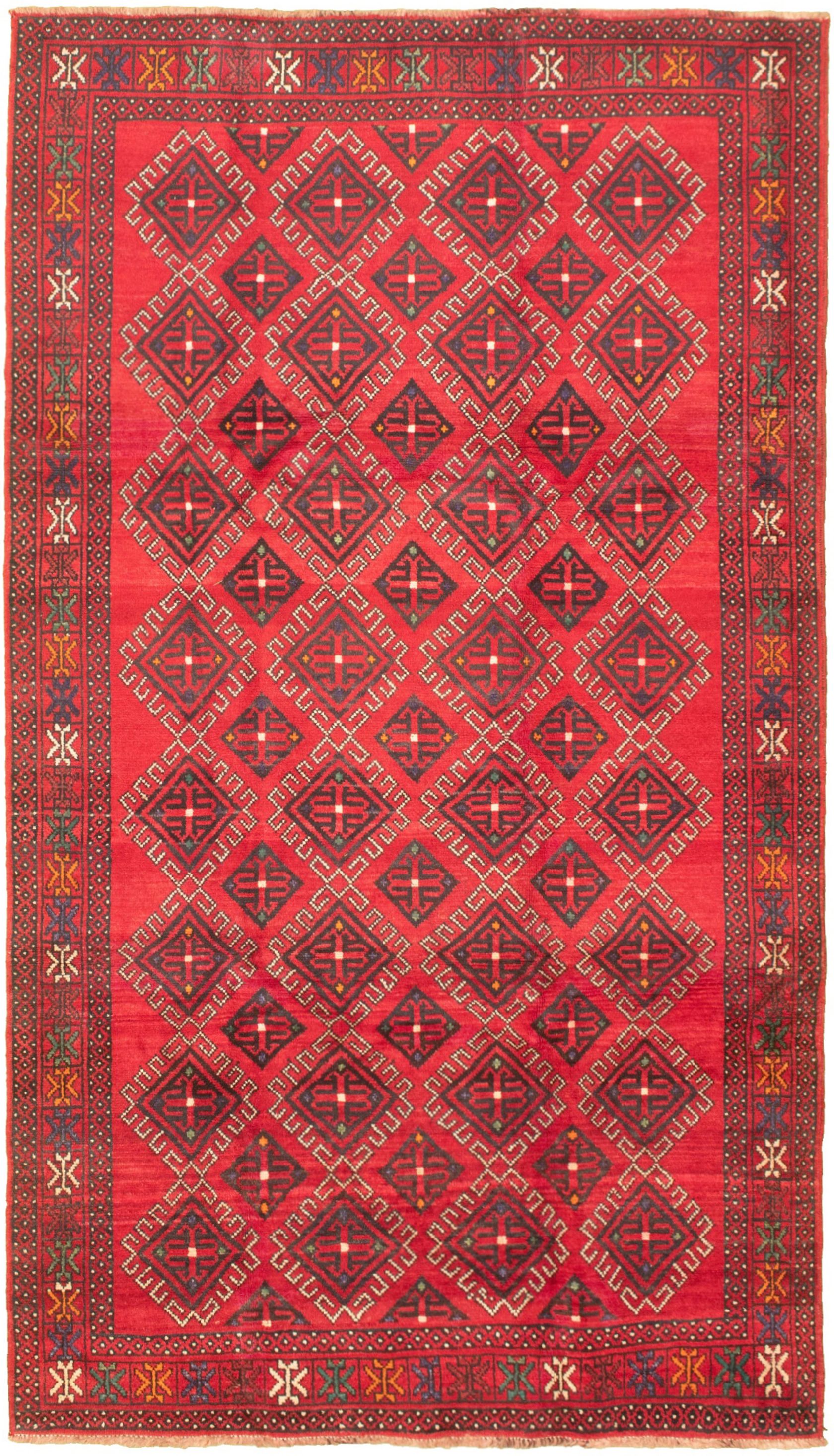 Hand-knotted Authentic Turkish Dark Red Wool Rug 5'5" x 9'9" Size: 5'5" x 9'9"  