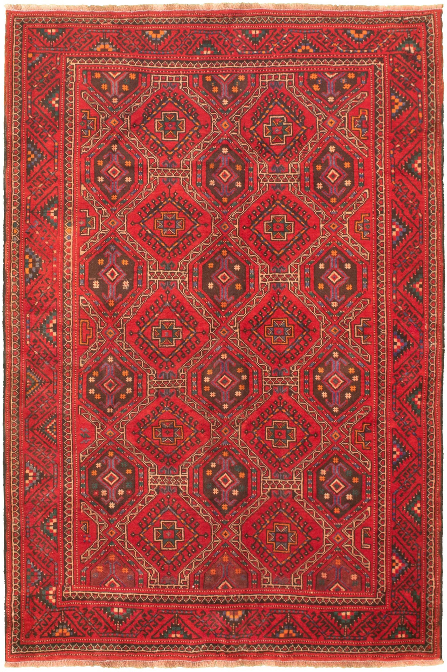 Hand-knotted Authentic Turkish Dark Red Wool Rug 5'2" x 7'10" Size: 5'2" x 7'10"  