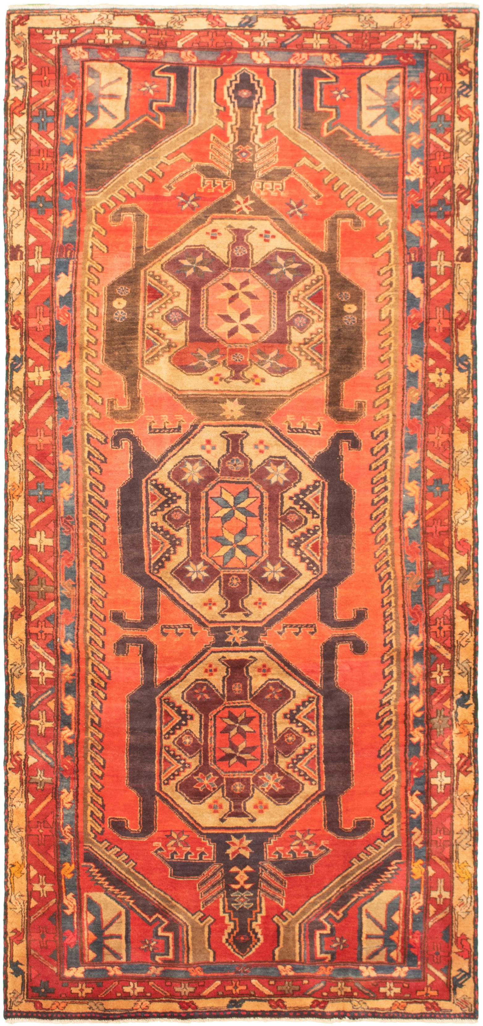 Hand-knotted Konya Anatolian Red Wool Rug 4'5" x 9'11" Size: 4'5" x 9'11"  