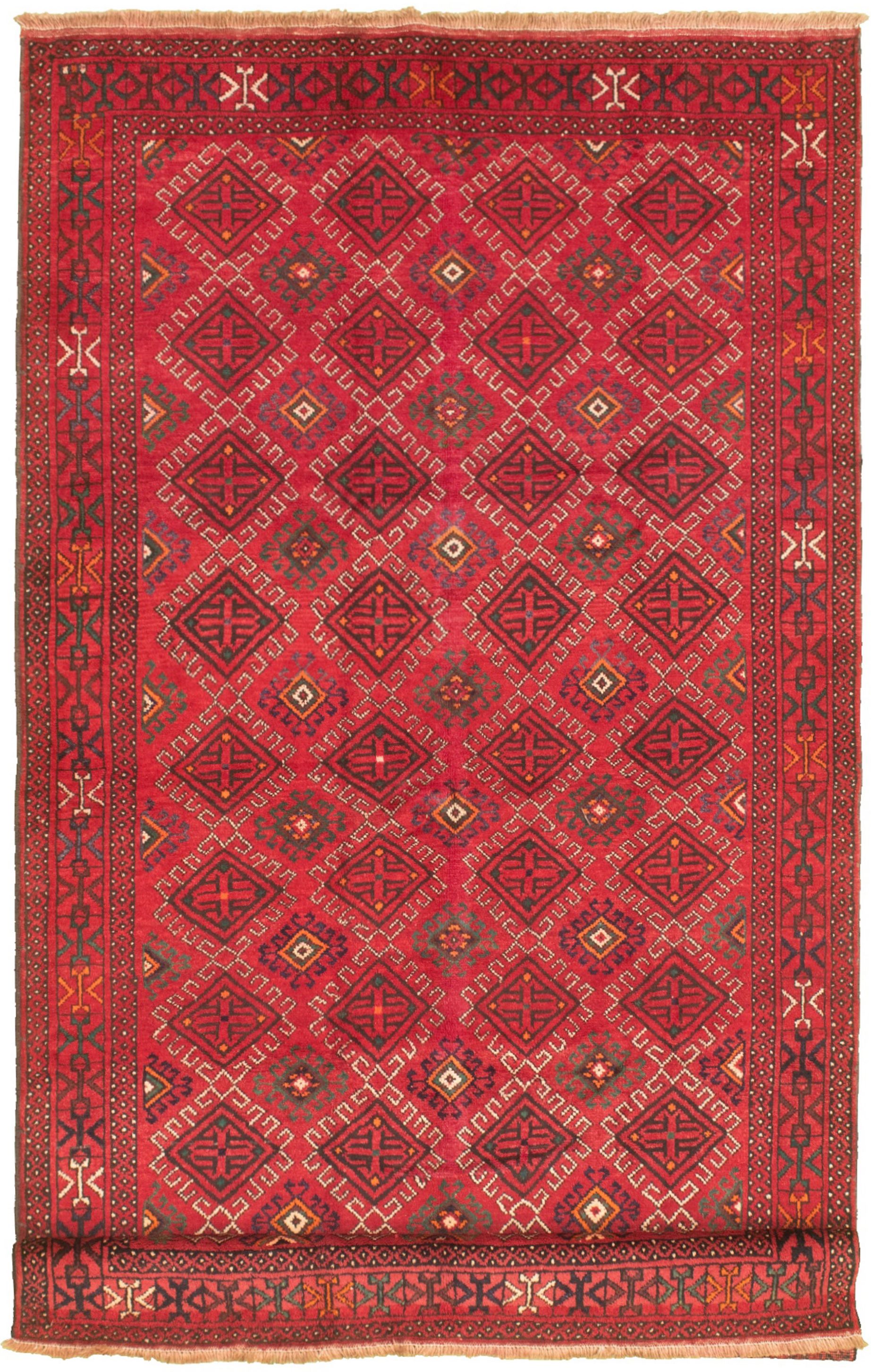 Hand-knotted Konya Anatolian Red Wool Rug 5'2" x 10'1"  Size: 5'2" x 10'1"  