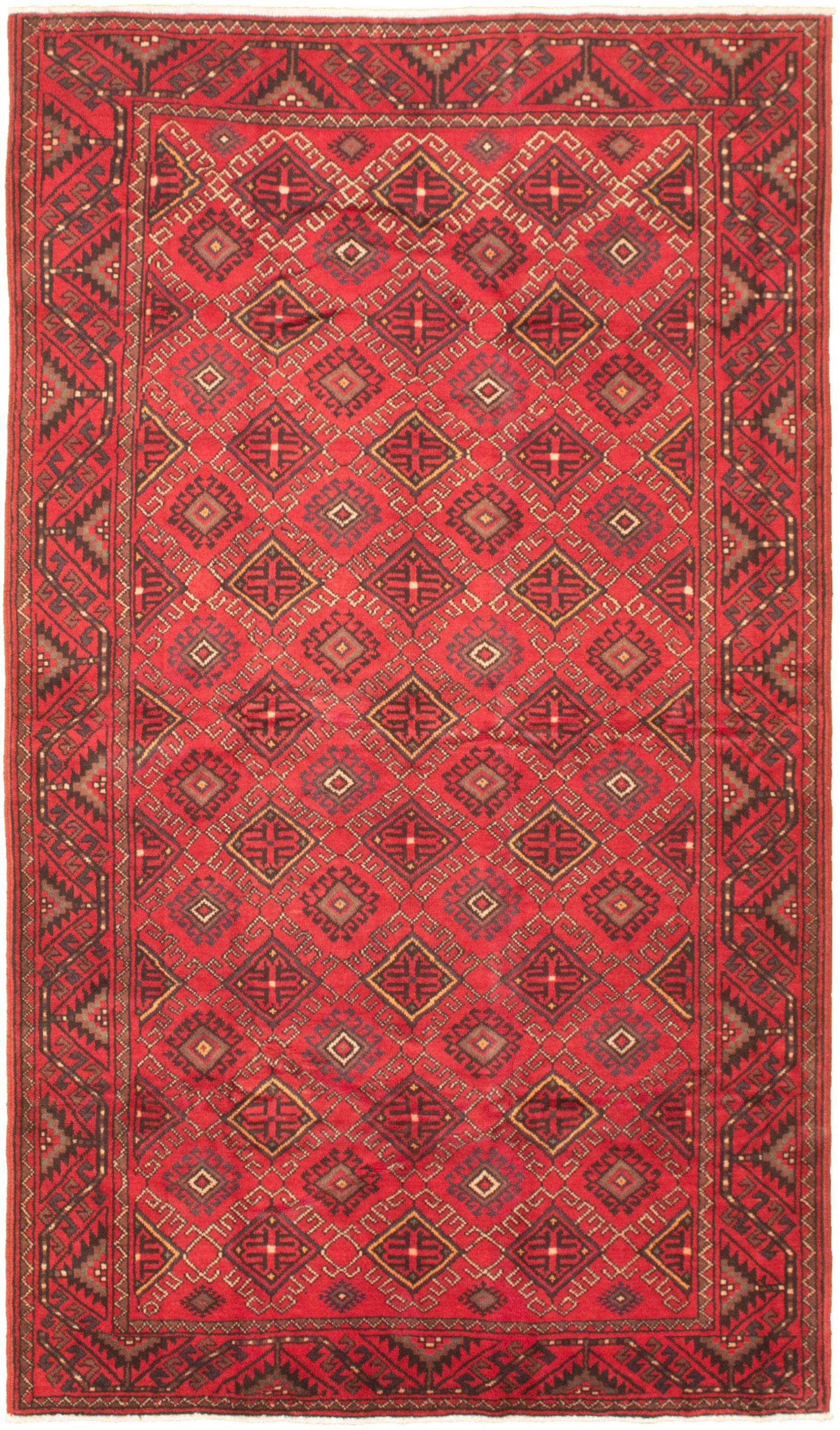 Hand-knotted Konya Anatolian Red Wool Rug 5'5" x 9'7" Size: 5'5" x 9'7"  