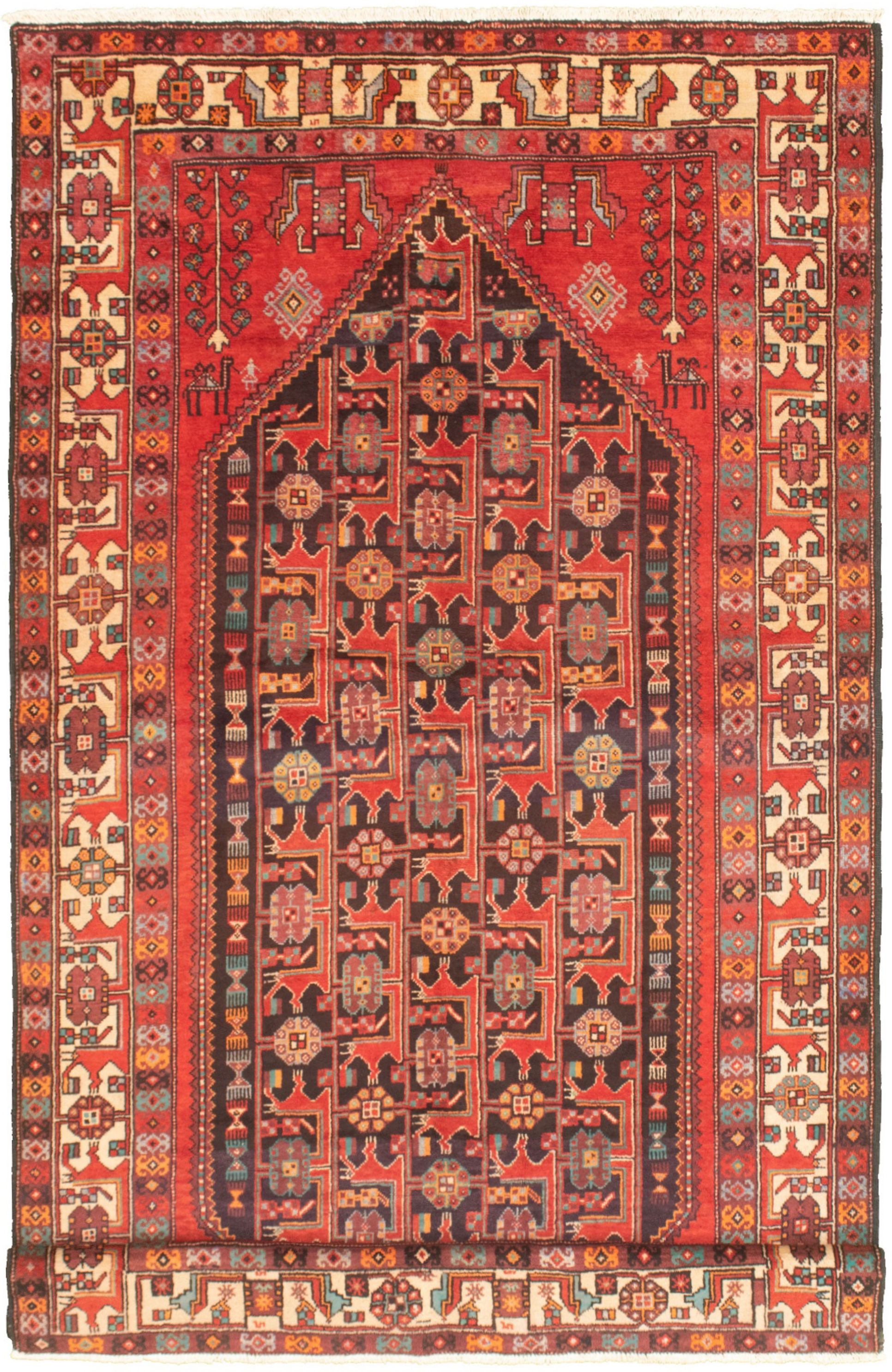Hand-knotted Caucasus Kula Red Wool Rug 5'5" x 10'4" Size: 5'5" x 10'4"  