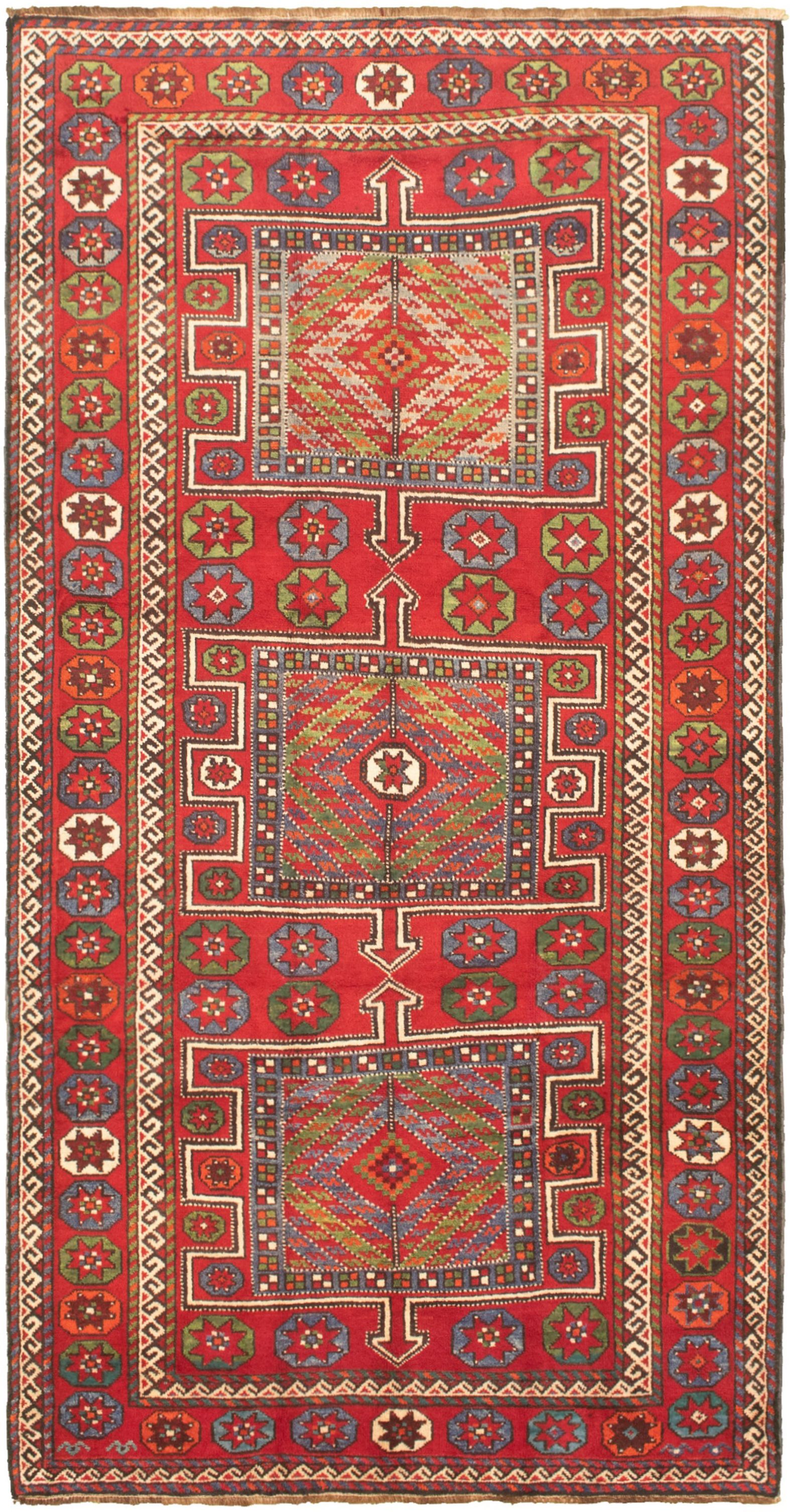 Hand-knotted Konya Anatolian Red Wool Rug 4'11" x 9'8"  Size: 4'11" x 9'8"  