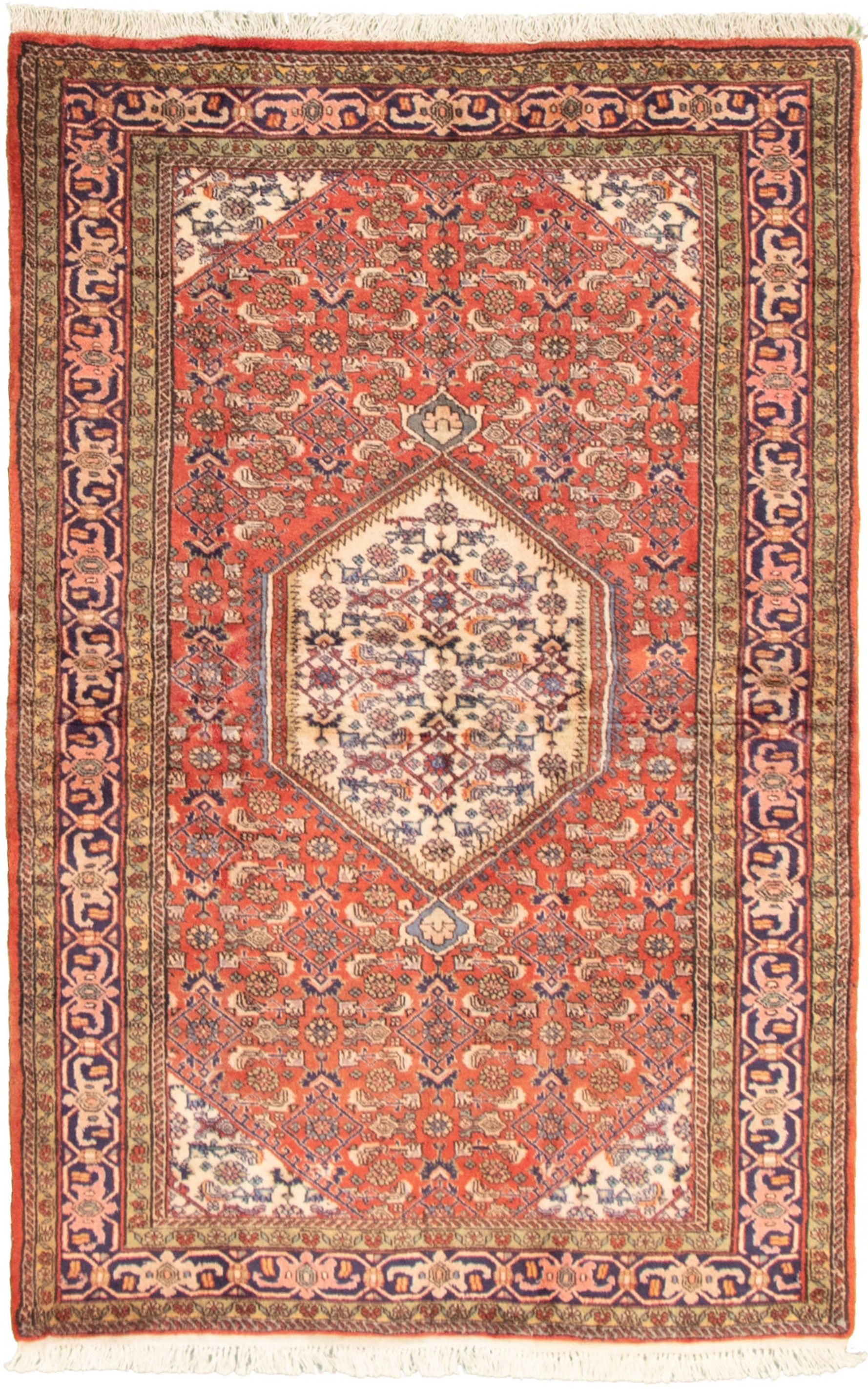 Hand-knotted Bijar Red Wool Rug 4'1" x 6'4" Size: 4'1" x 6'4"  