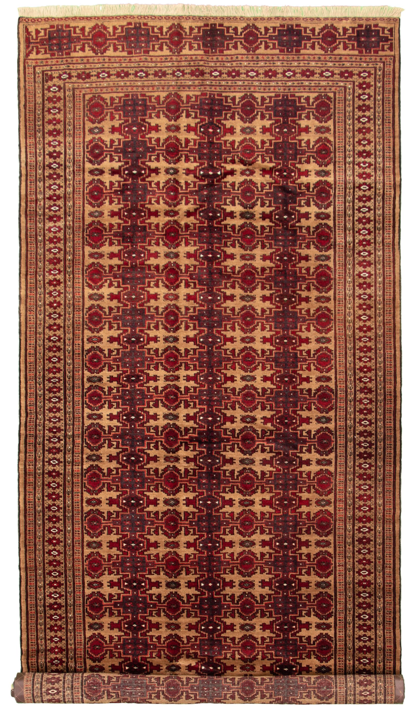 Hand-knotted Rizbaft Tan Wool Rug 5'10" x 12'10" Size: 5'10" x 12'10"  