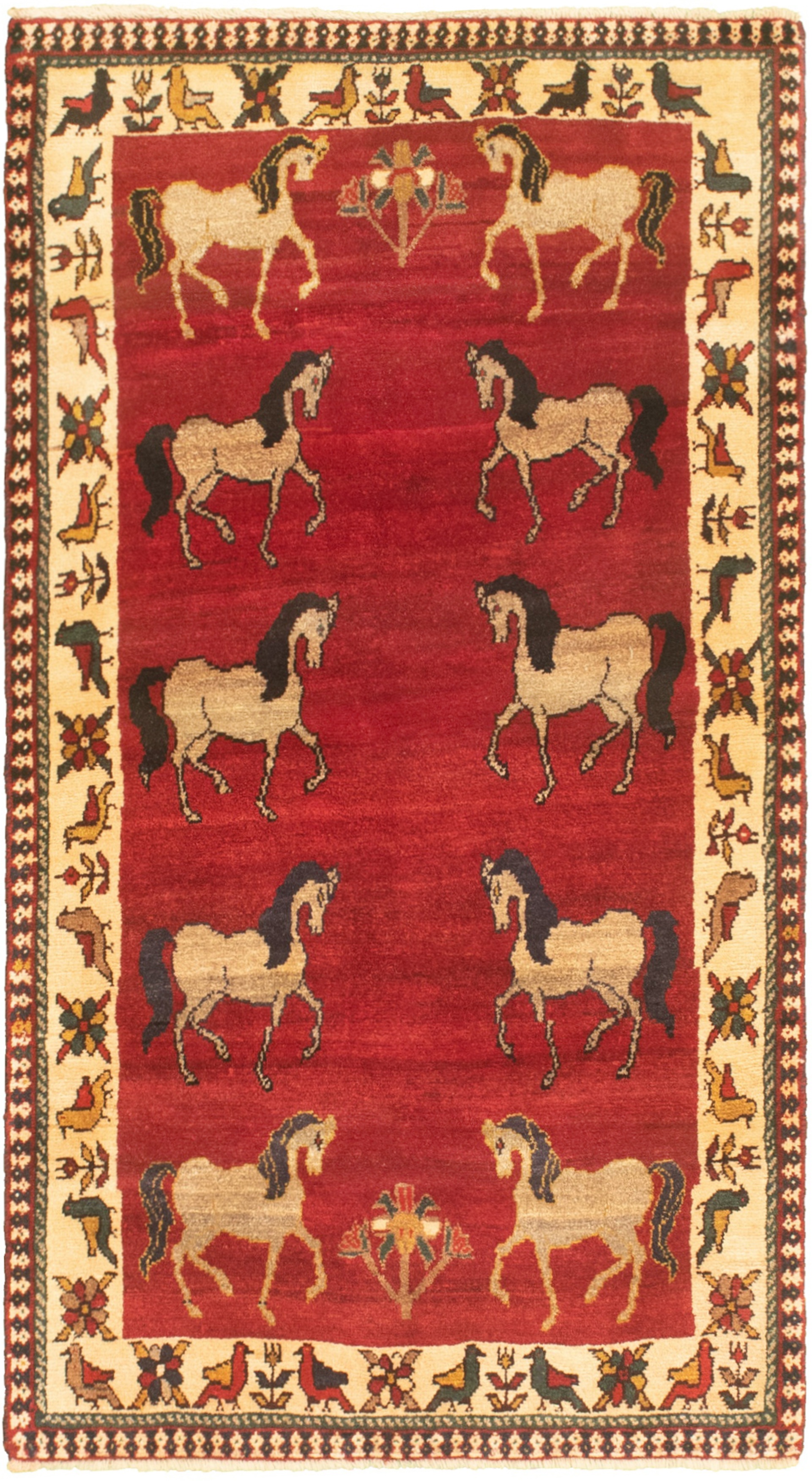 Hand-knotted Melis Red Wool Rug 3'2" x 5'11" Size: 3'2" x 5'11"  