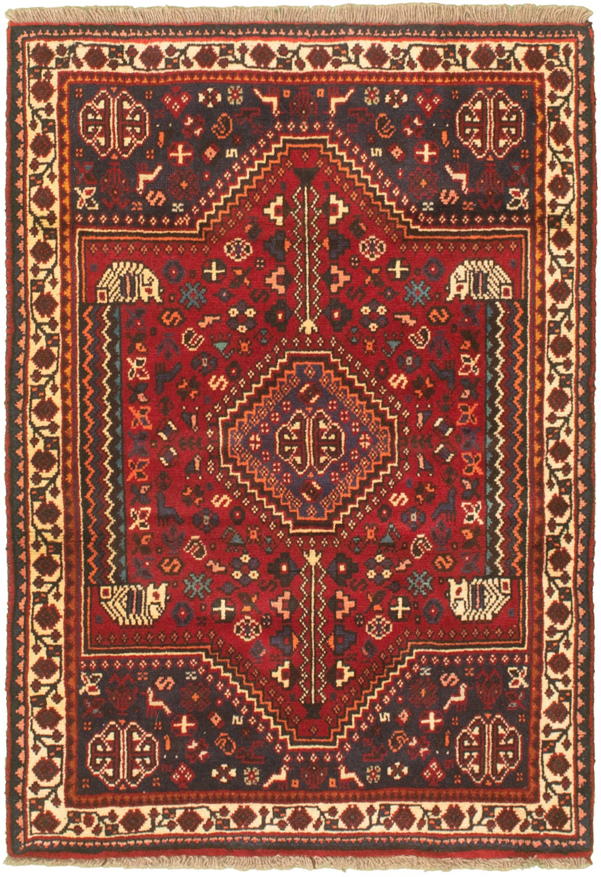 Hand-knotted Melis Red Wool Rug 3'3" x 4'9" Size: 3'3" x 4'9"  