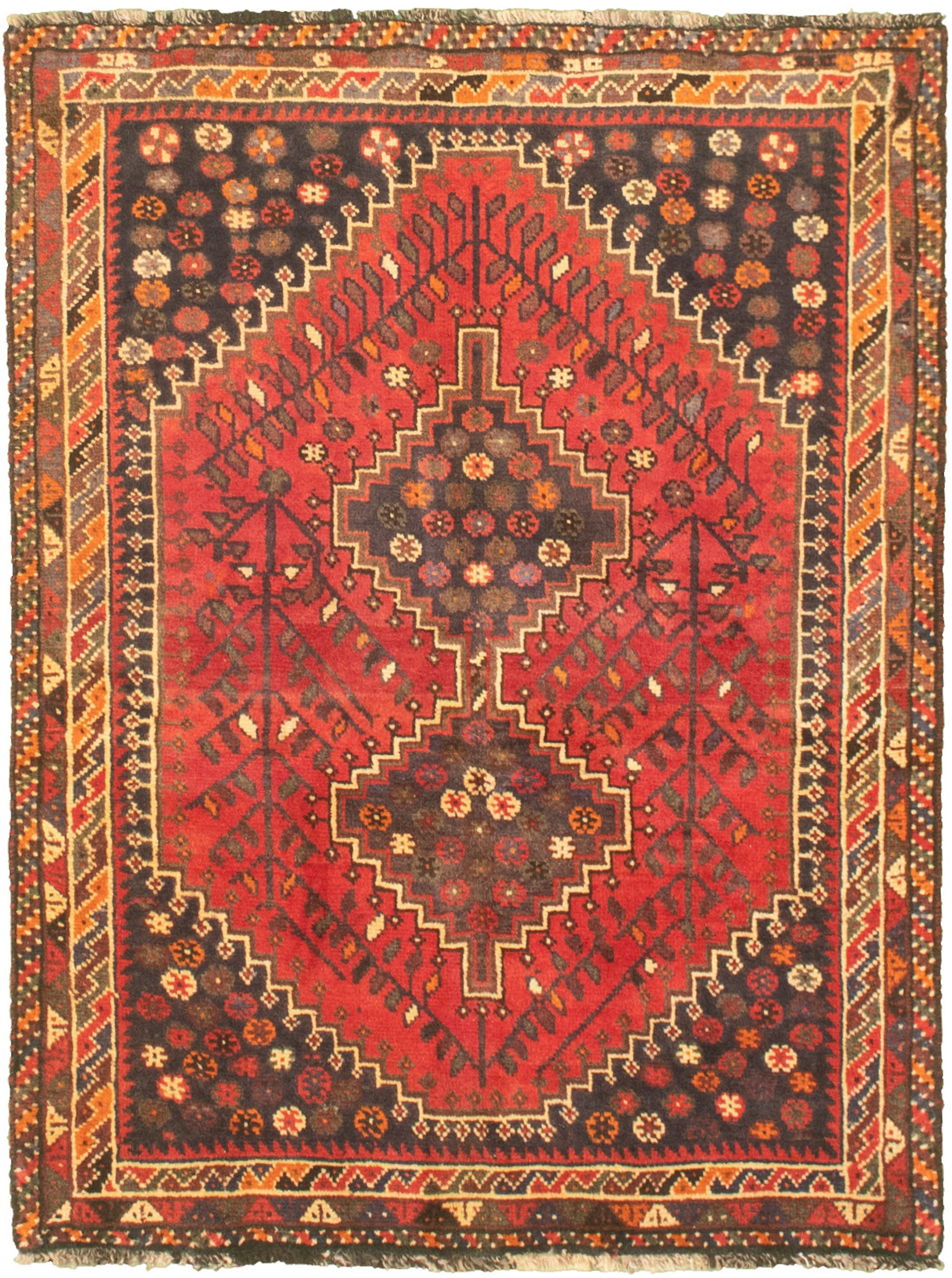 Hand-knotted Konya Anatolian Red Wool Rug 3'6" x 4'11" Size: 3'6" x 4'11"  