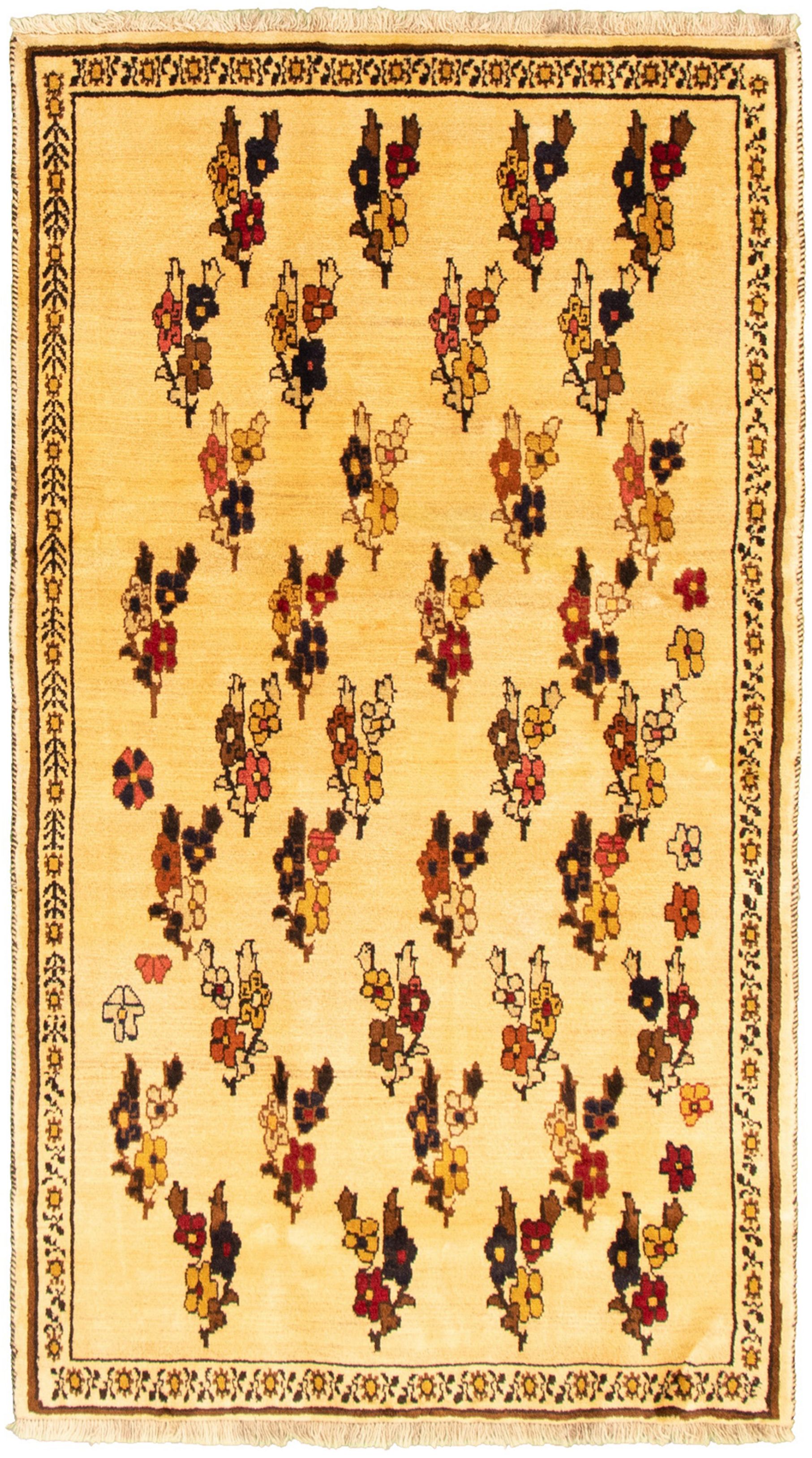 Hand-knotted Melis Cream Wool Rug 3'10" x 6'9" Size: 3'10" x 6'9"  