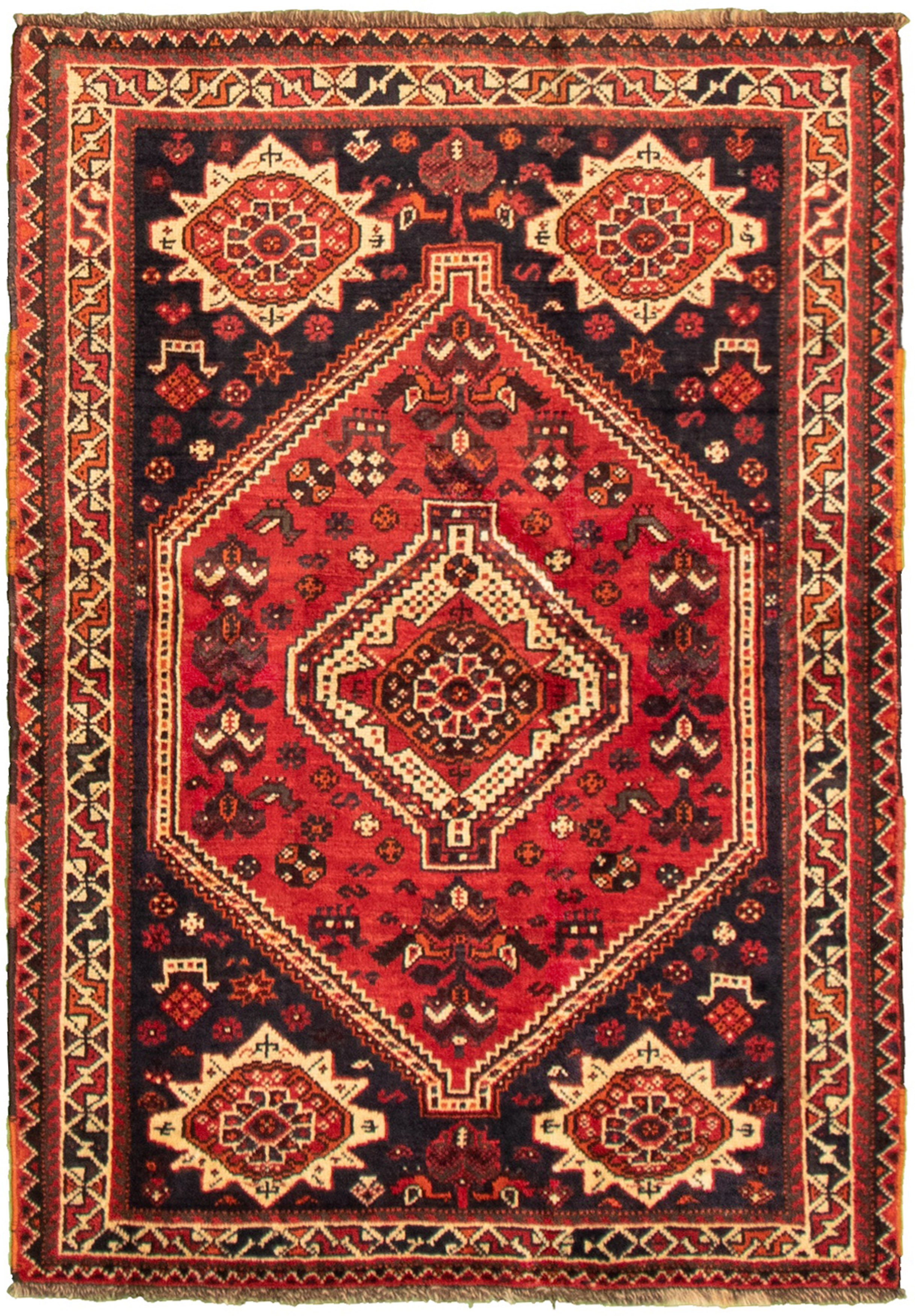 Hand-knotted Melis Red Wool Rug 3'8" x 5'3" Size: 3'8" x 5'3"  