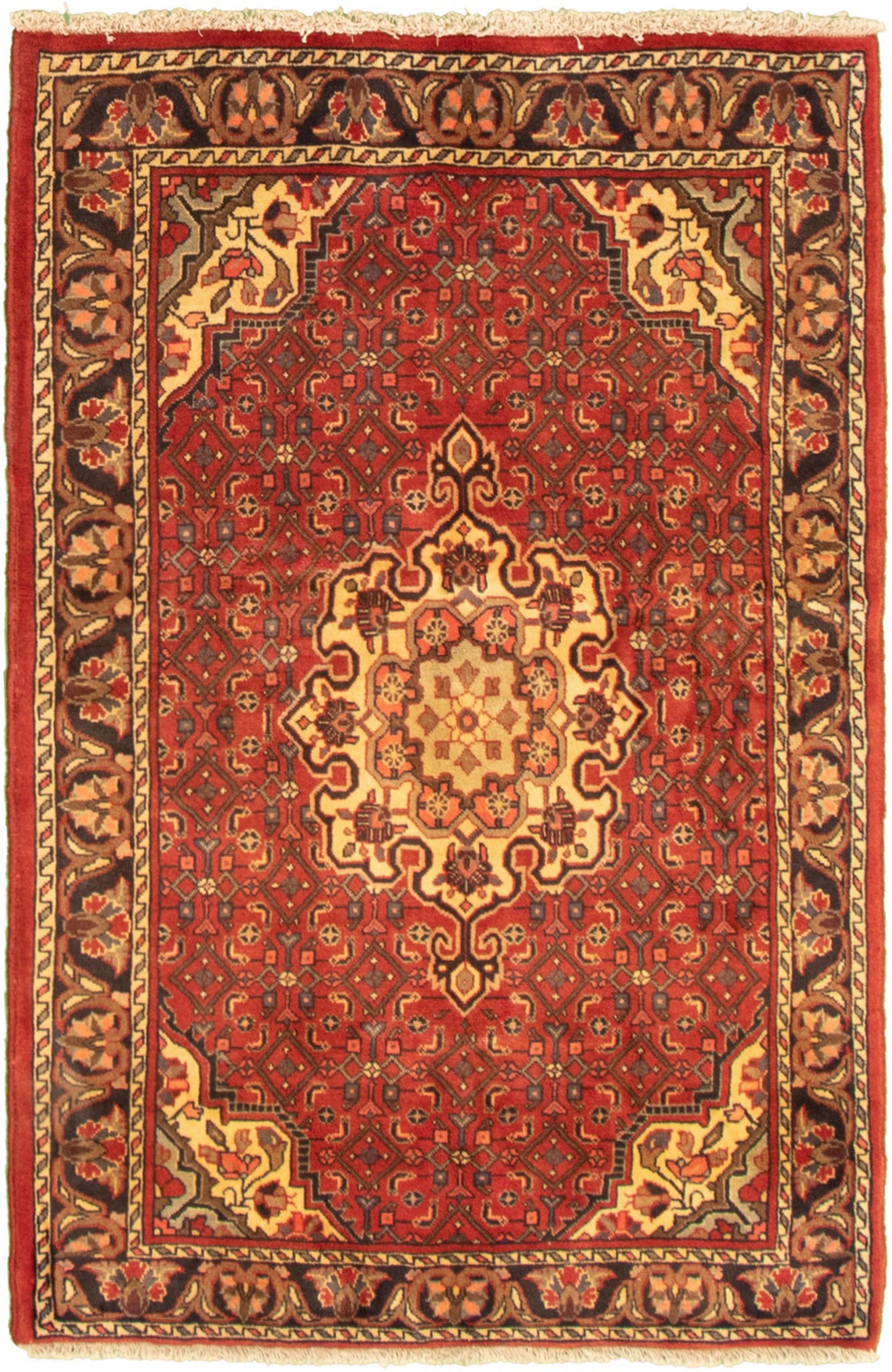 Hand-knotted Bijar Red Wool Rug 3'4" x 5'1" Size: 3'4" x 5'1"  