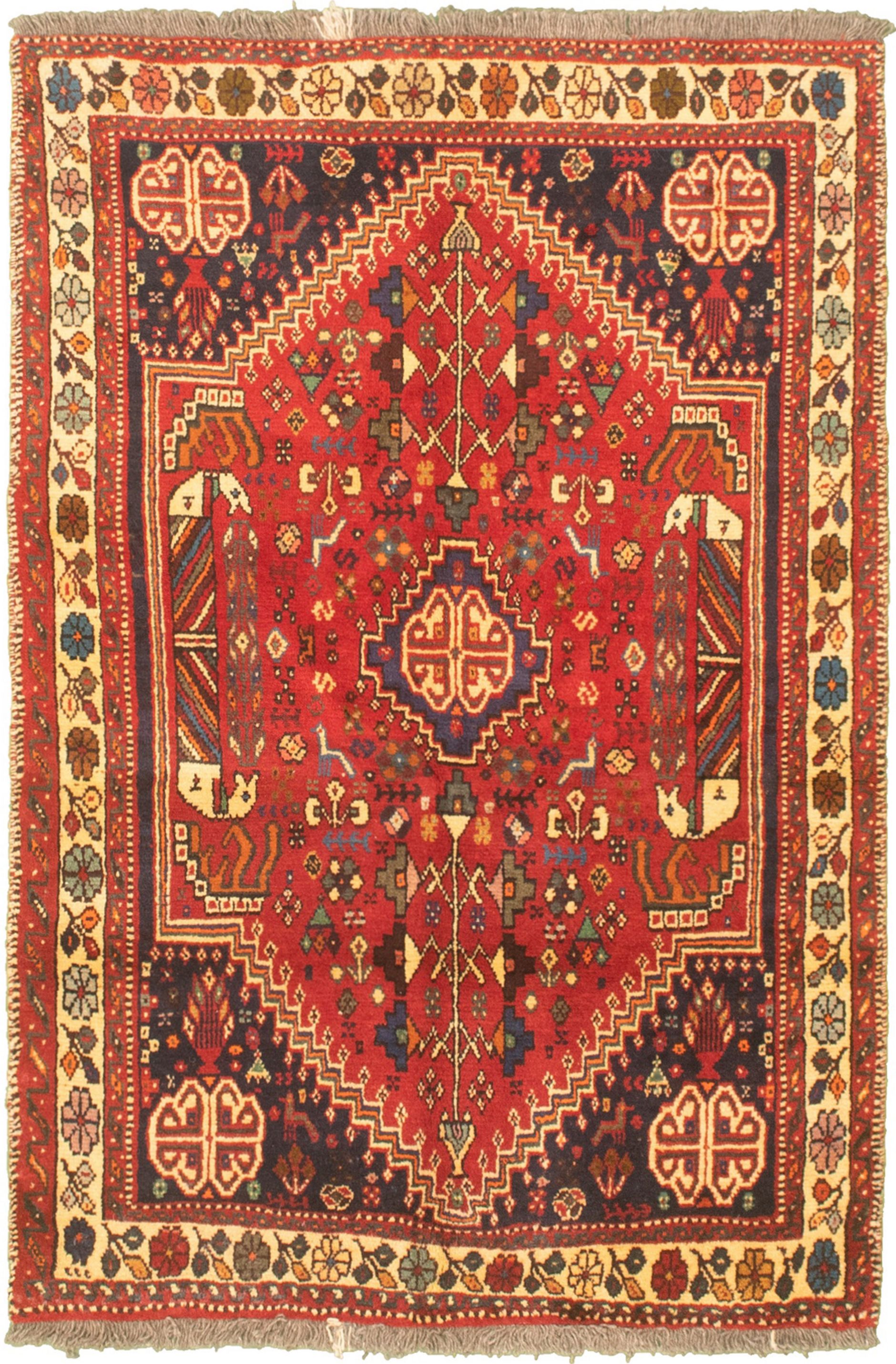 Hand-knotted Melis Red Wool Rug 3'7" x 5'3" Size: 3'7" x 5'3"  