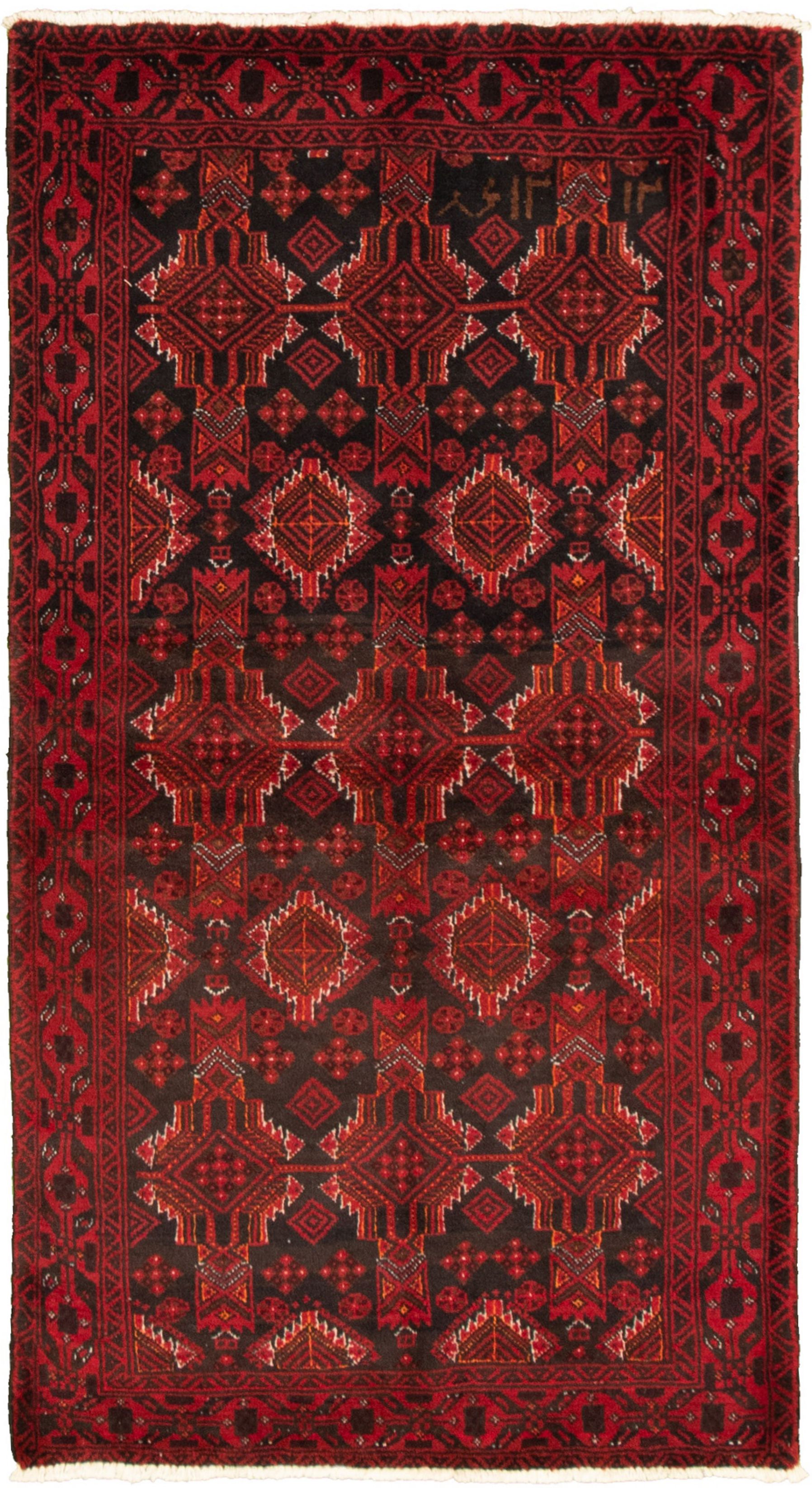 Hand-knotted Akhjah Red Wool Rug 3'5" x 6'5" Size: 3'5" x 6'5"  