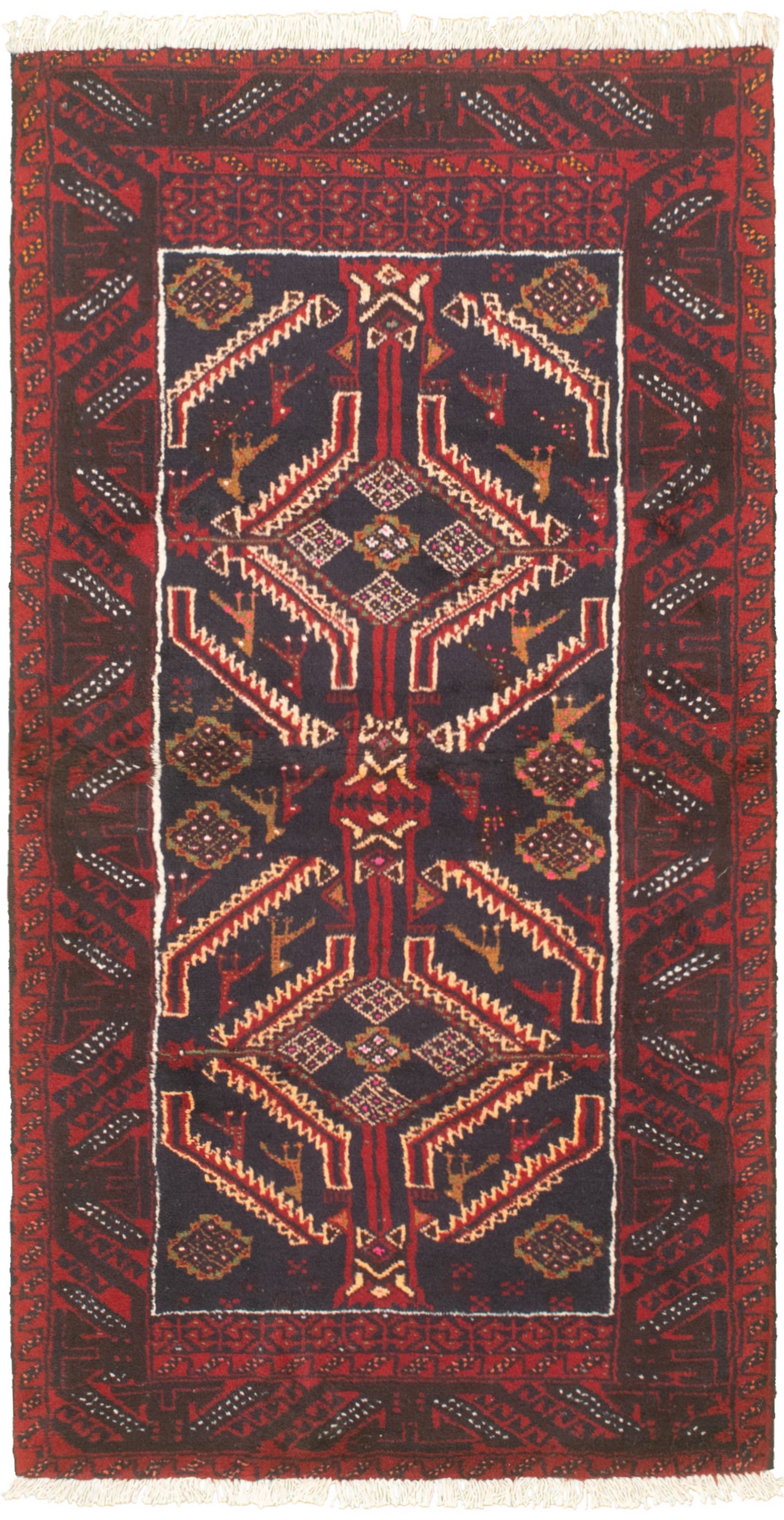 Hand-knotted Akhjah Red Wool Rug 3'3" x 6'7"  Size: 3'3" x 6'7"  