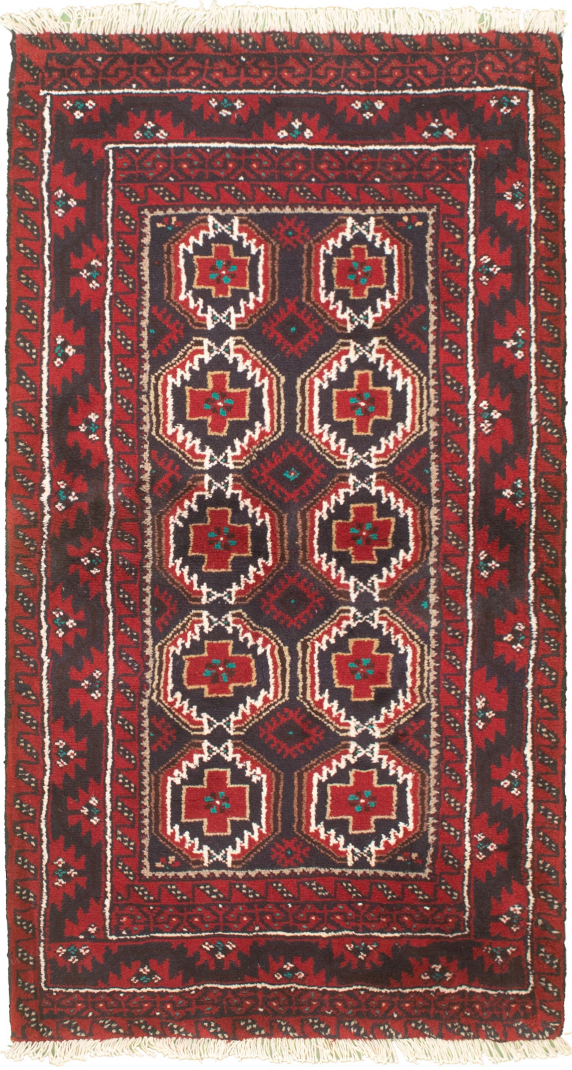 Hand-knotted Akhjah Red Wool Rug 3'1" x 6'3"  Size: 3'1" x 6'3"  