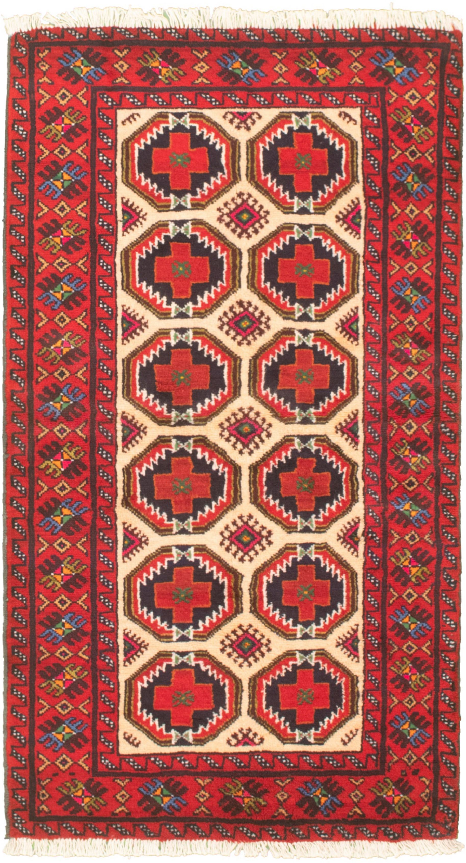 Hand-knotted Akhjah Red Wool Rug 3'1" x 6'2" Size: 3'1" x 6'2"  