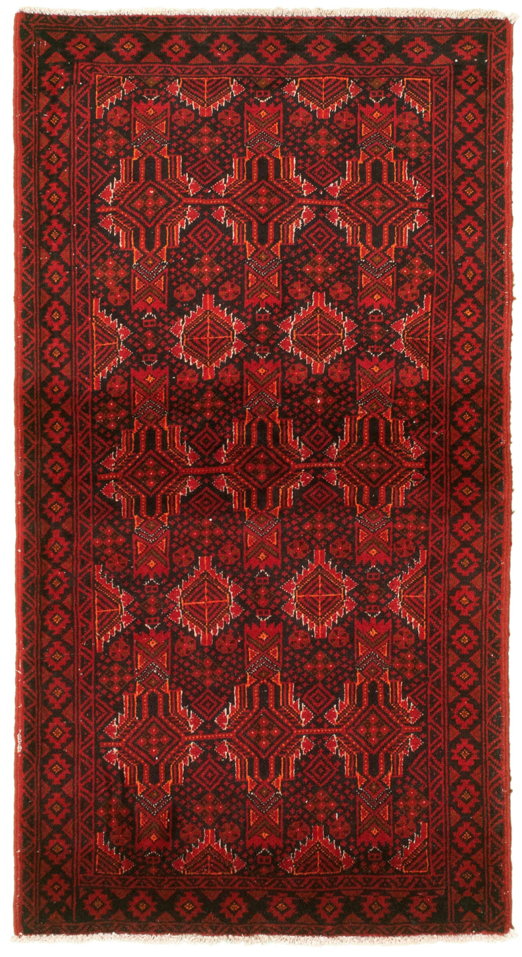 Hand-knotted Akhjah Red Wool Rug 3'3" x 6'4" Size: 3'3" x 6'4"  