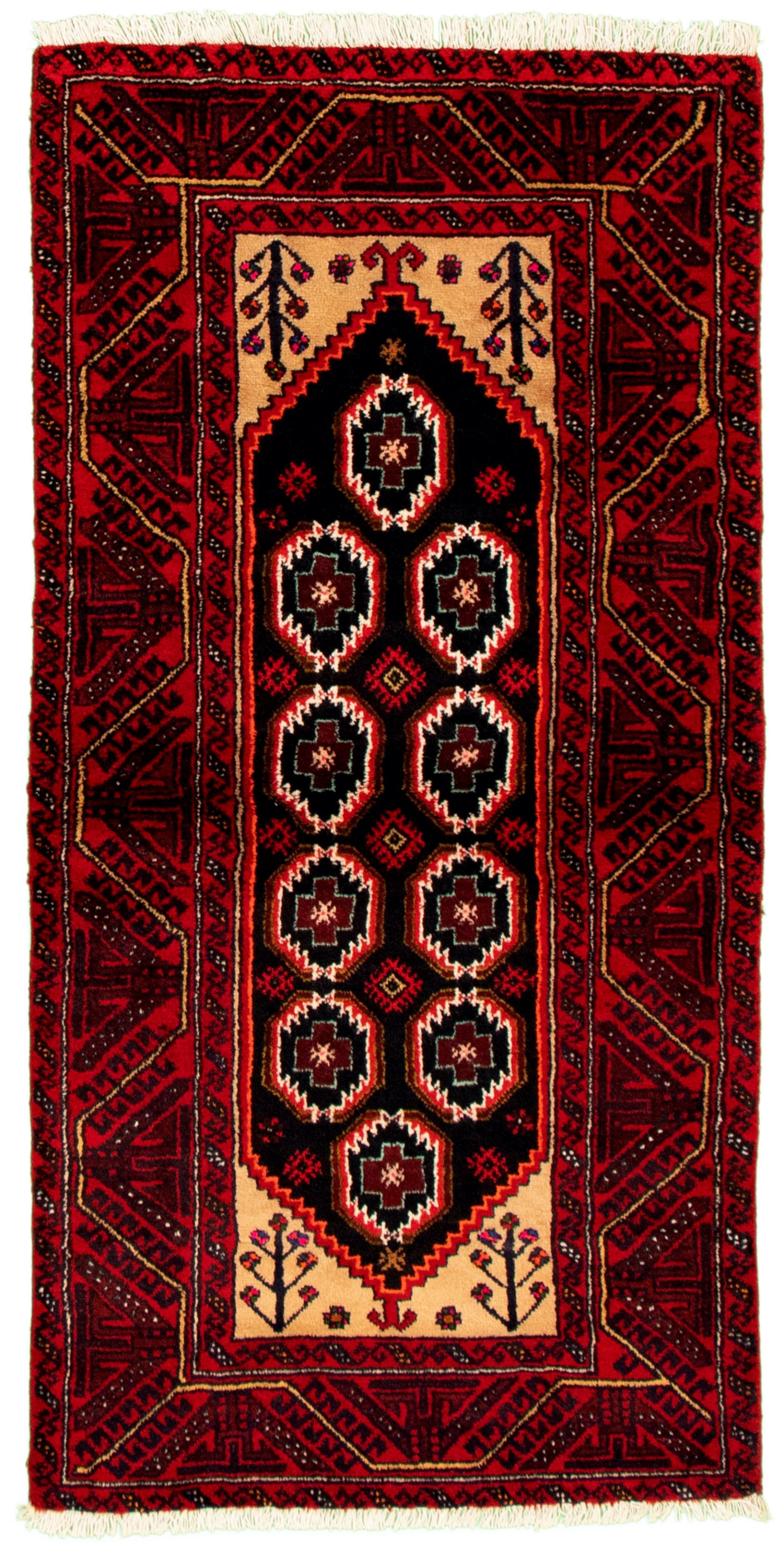 Hand-knotted Teimani Dark Red Wool Rug 3'1" x 6'4" Size: 3'1" x 6'4"  