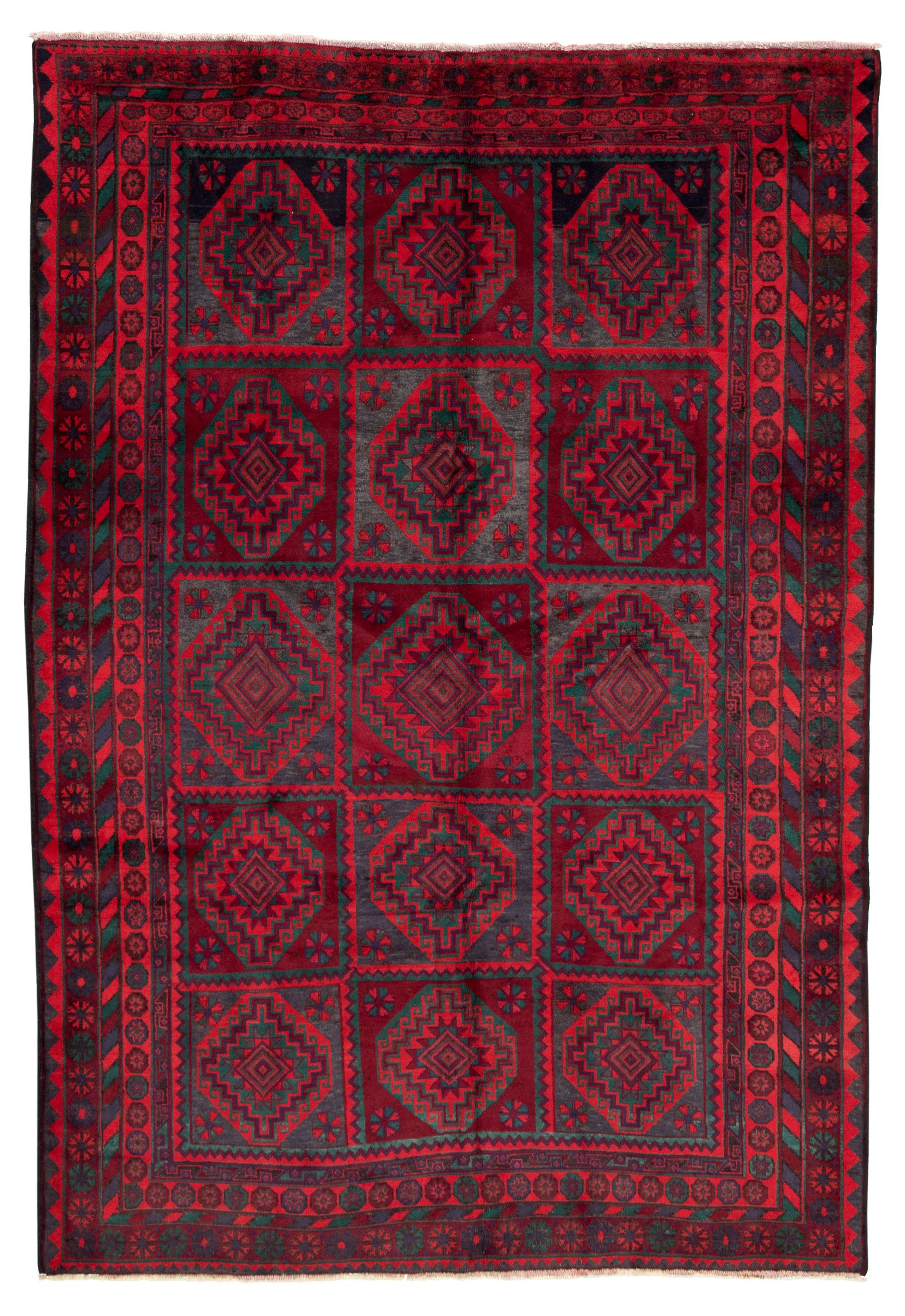Hand-knotted Teimani Dark Red Wool Rug 6'9" x 9'10" Size: 6'9" x 9'10"  