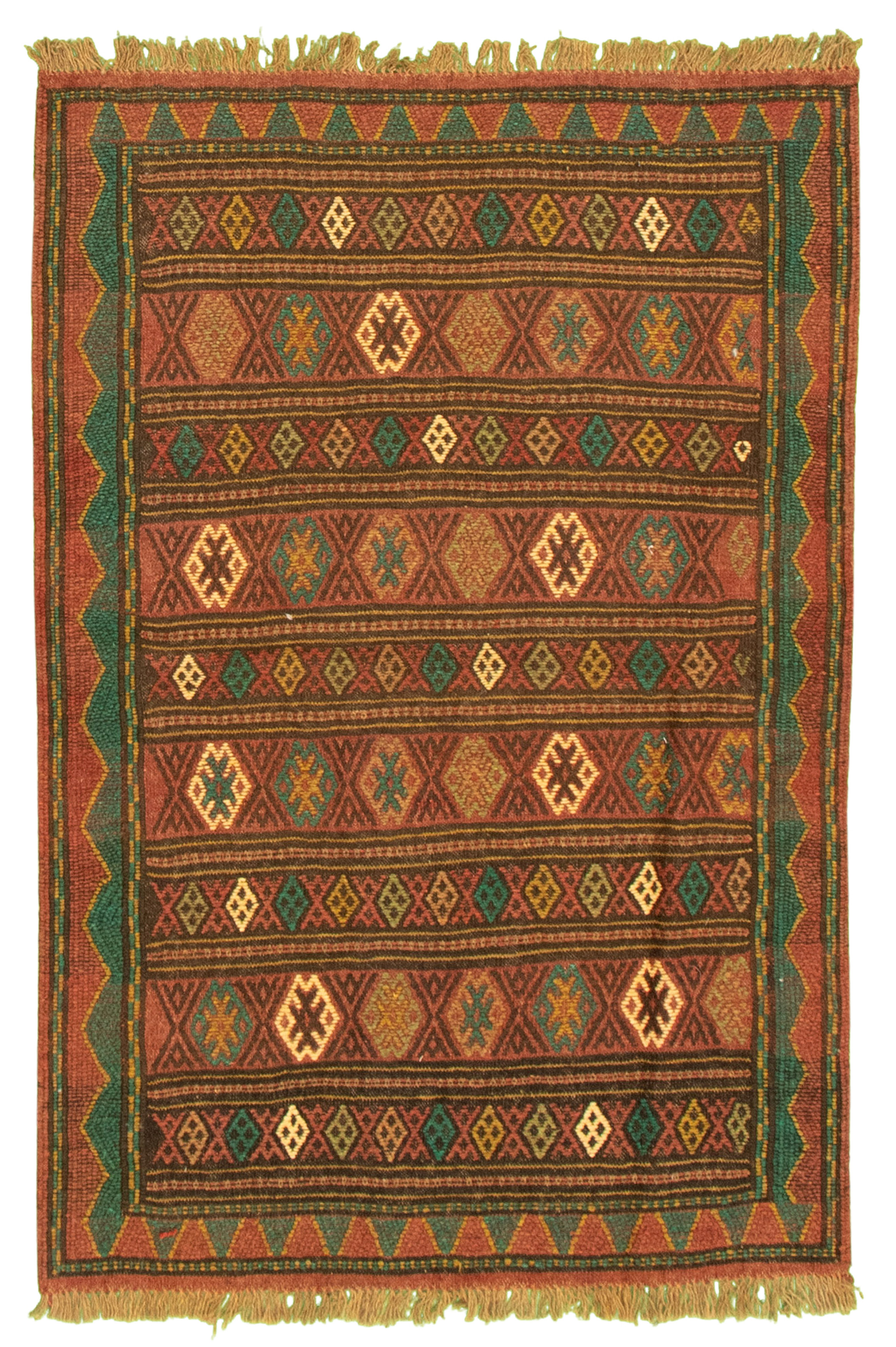 Hand woven Ottoman Natura Dark Copper Wool Kilim 3'3" x 4'9" Size: 3'3" x 4'9"  