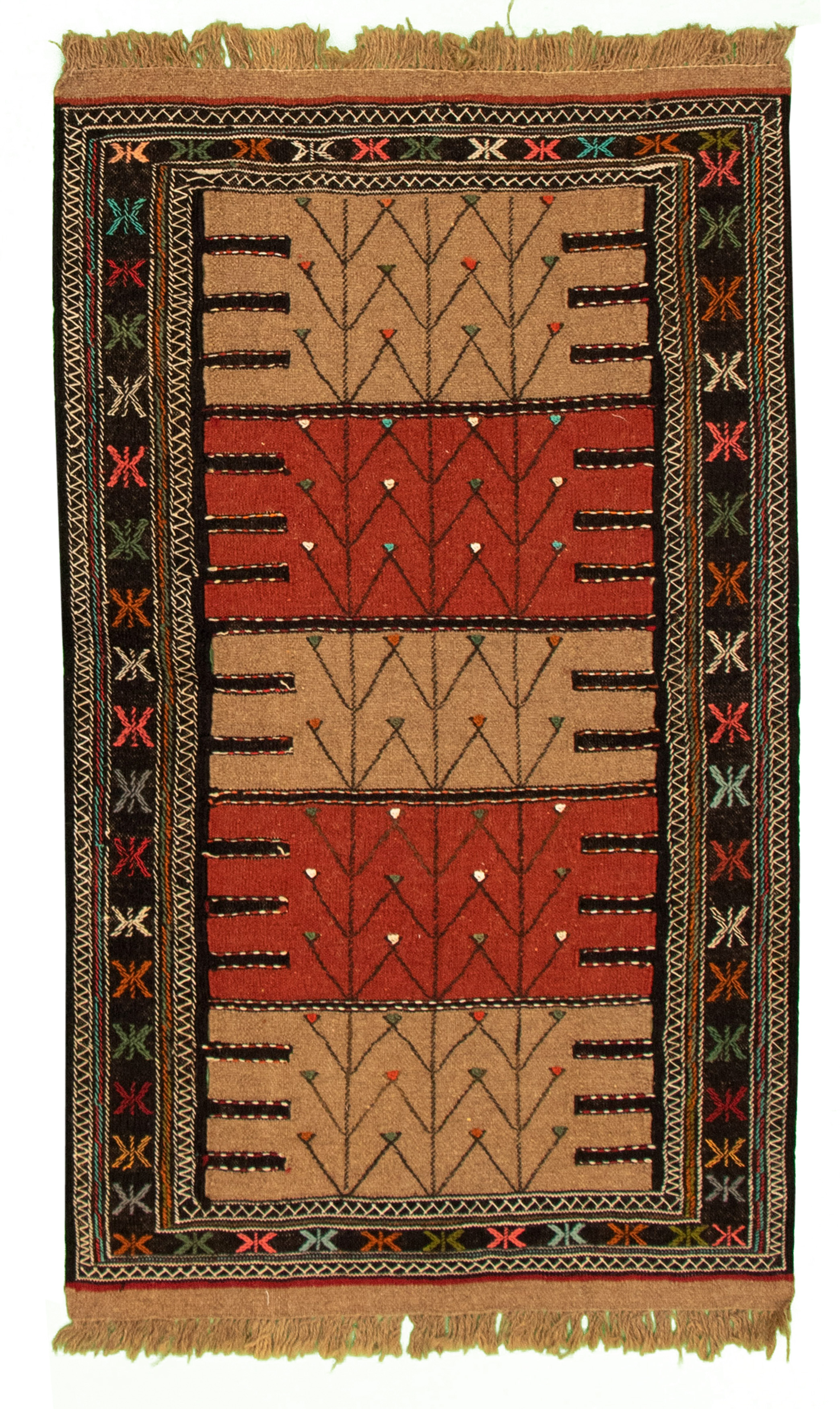 Hand woven Ottoman Natura Copper, Tan Wool Kilim 3'5" x 5'8" Size: 3'5" x 5'8"  