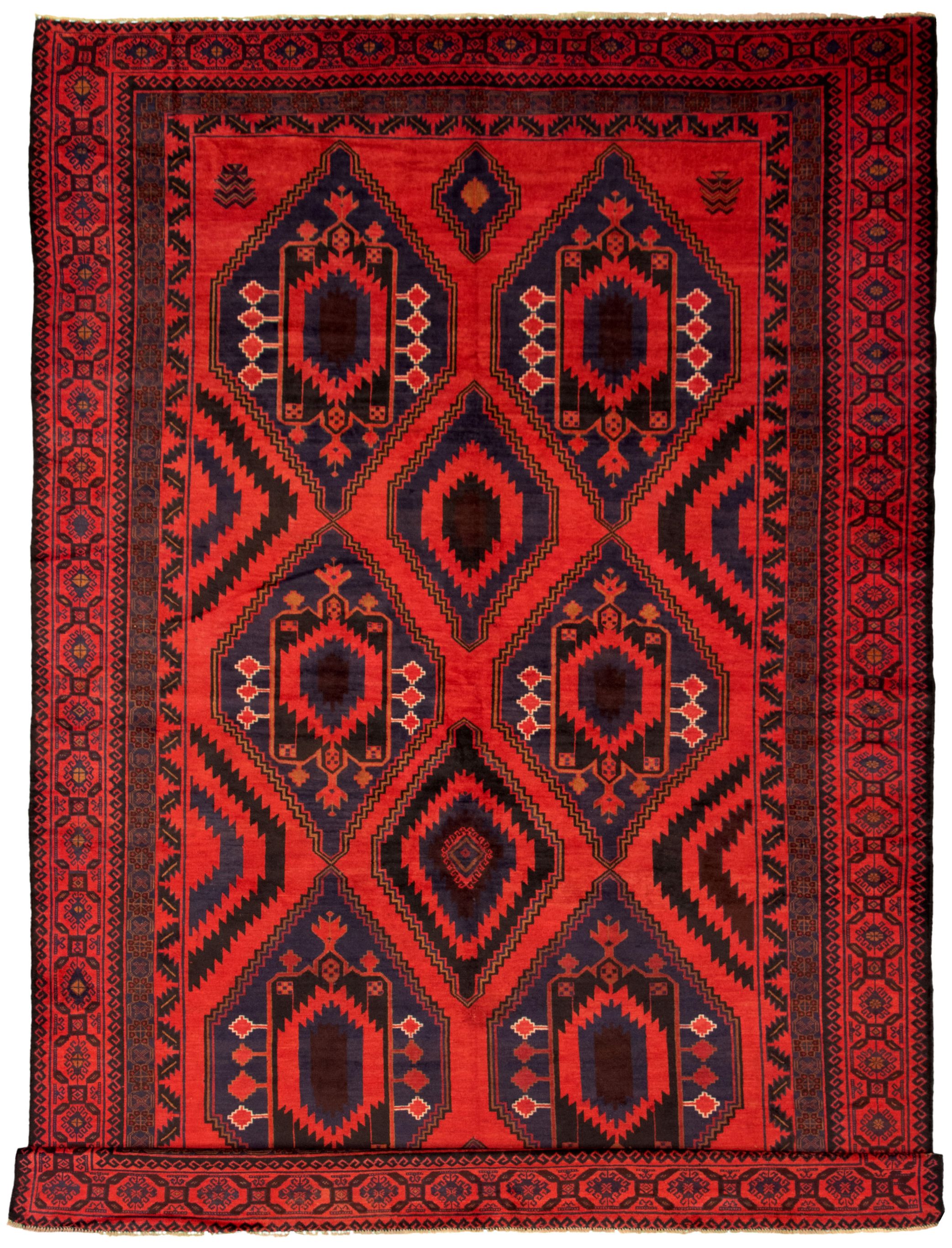 Hand-knotted Teimani Red Wool Rug 8'10" x 13'7" Size: 8'10" x 13'7"  