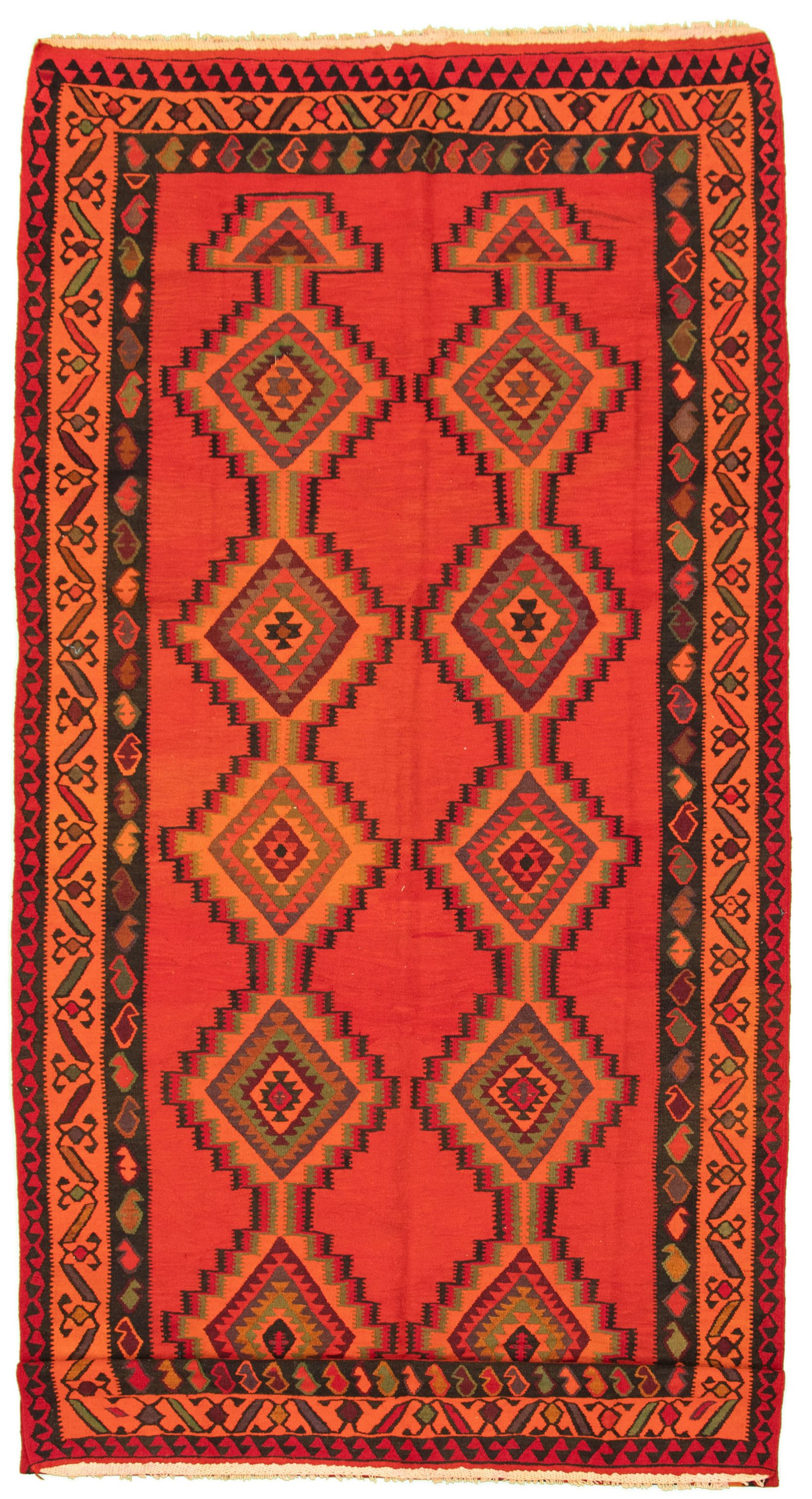 Hand woven Konya Red Wool Kilim 5'11" x 13'9" Size: 5'11" x 13'9"  