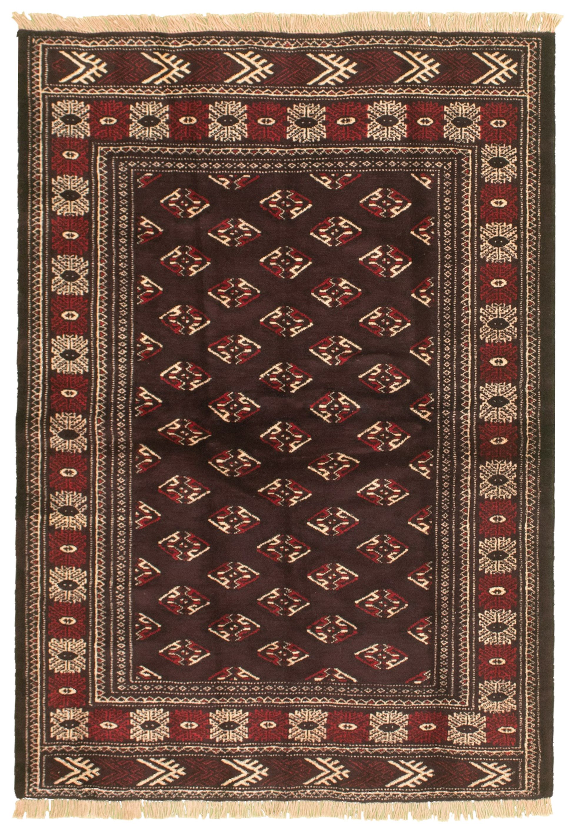 Hand-knotted Shiravan Bokhara Dark Brown Wool Rug 3'11" x 5'7" Size: 3'11" x 5'7"  