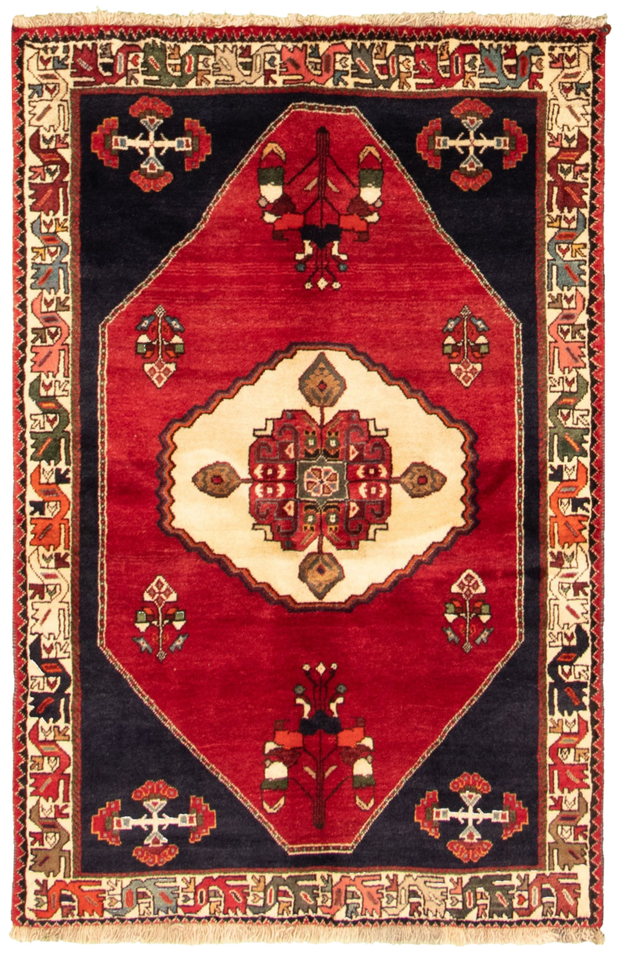 Hand-knotted Melis Red Wool Rug 3'7" x 5'5" Size: 3'7" x 5'5"  